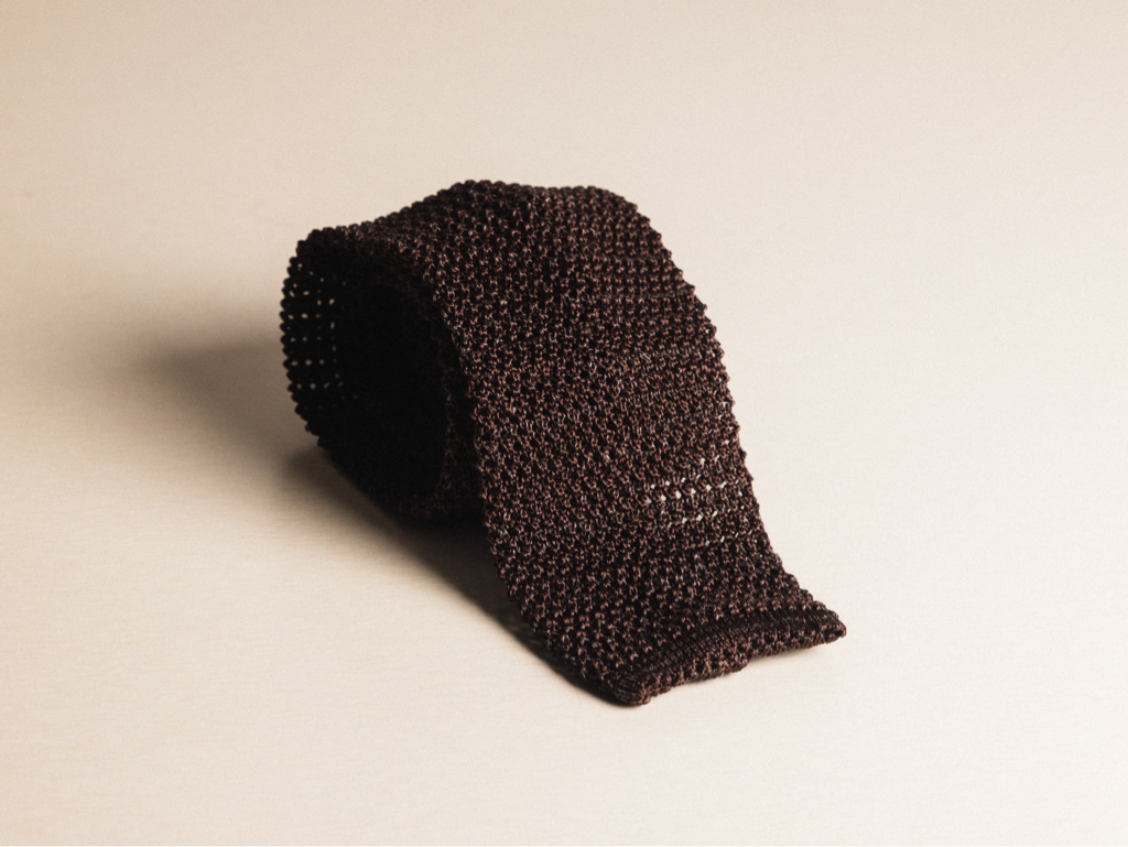Brown Silk Linen Knit Tie