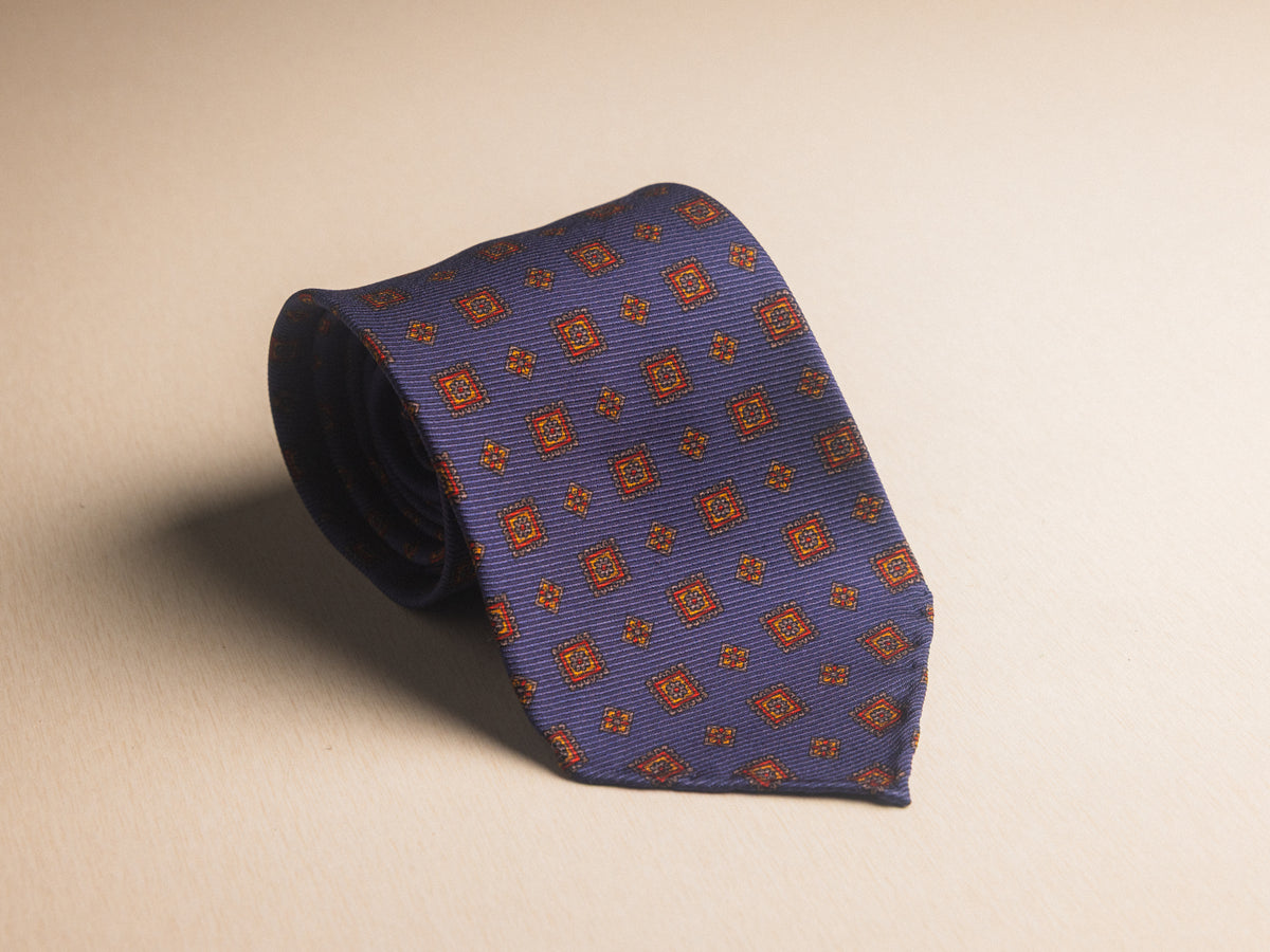 Blue with Red Medallion Tie