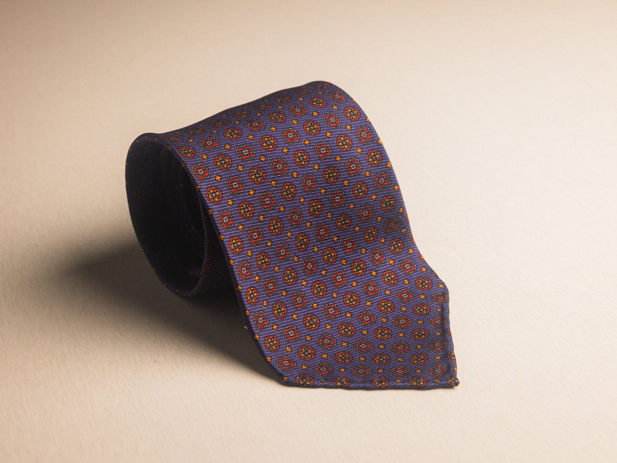 Blue Small Medallion Pattern Tie