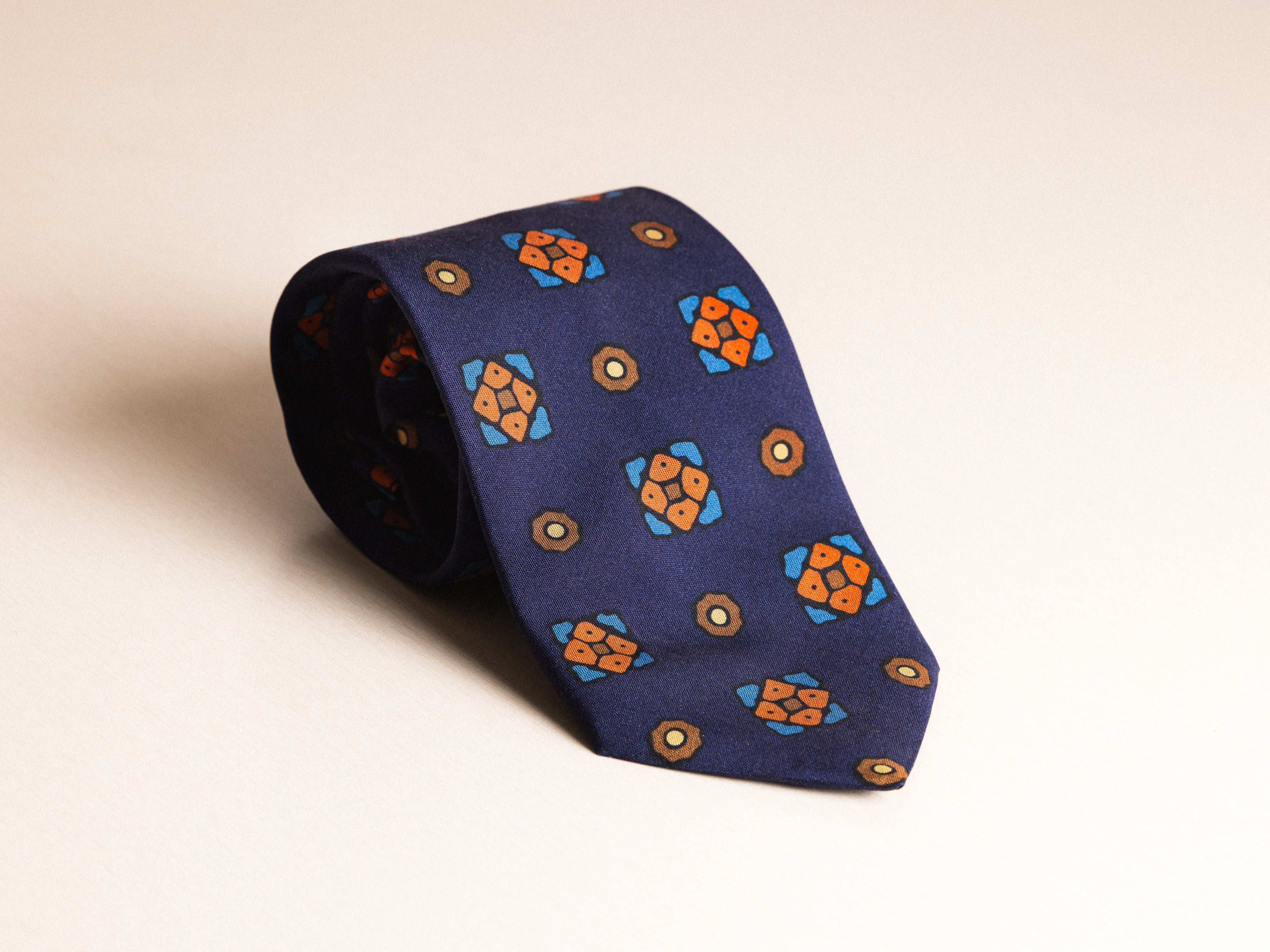 Dark Blue Medallion Tie