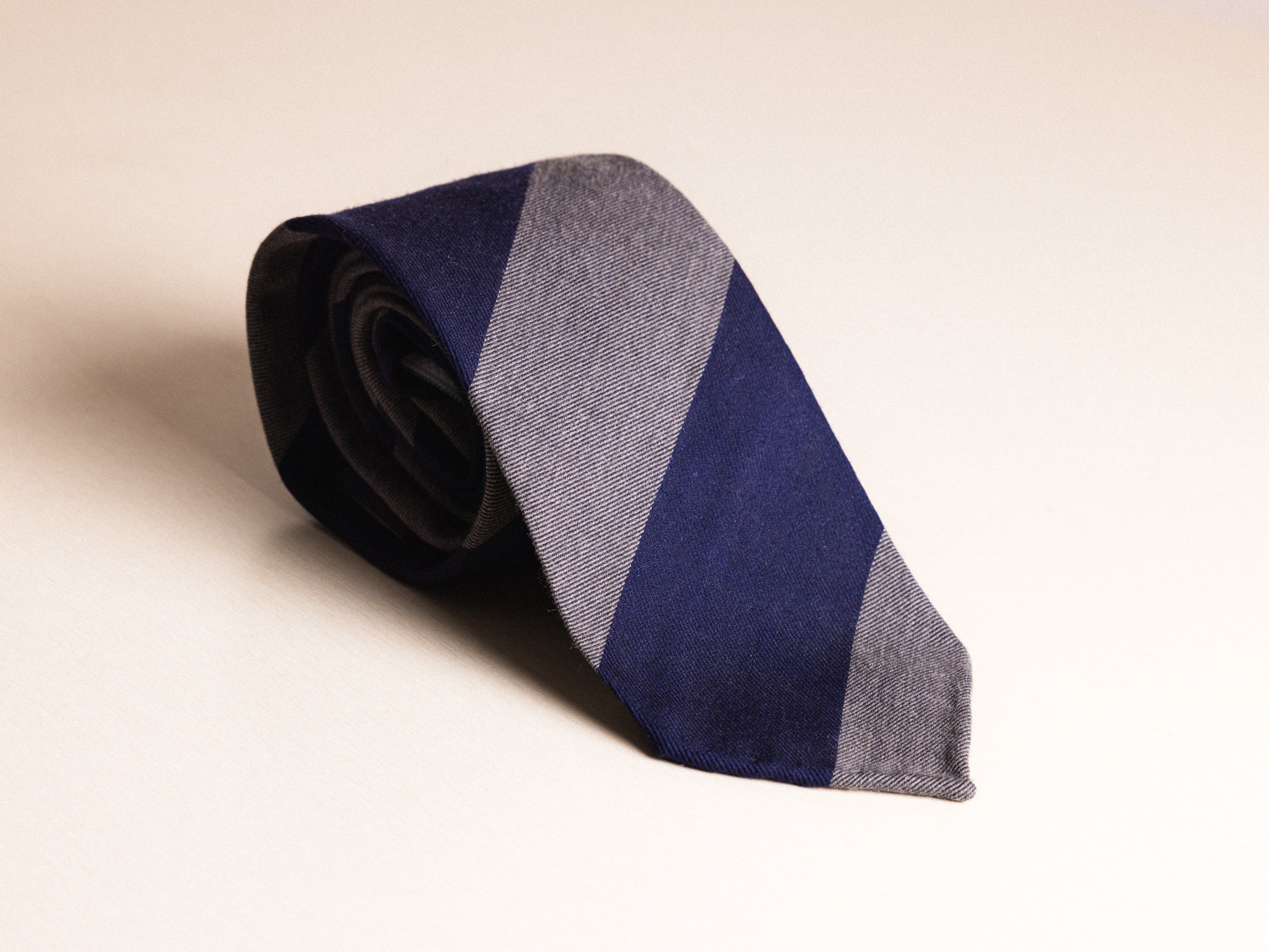 Ash Grey/Navy Rep Stripe Tie