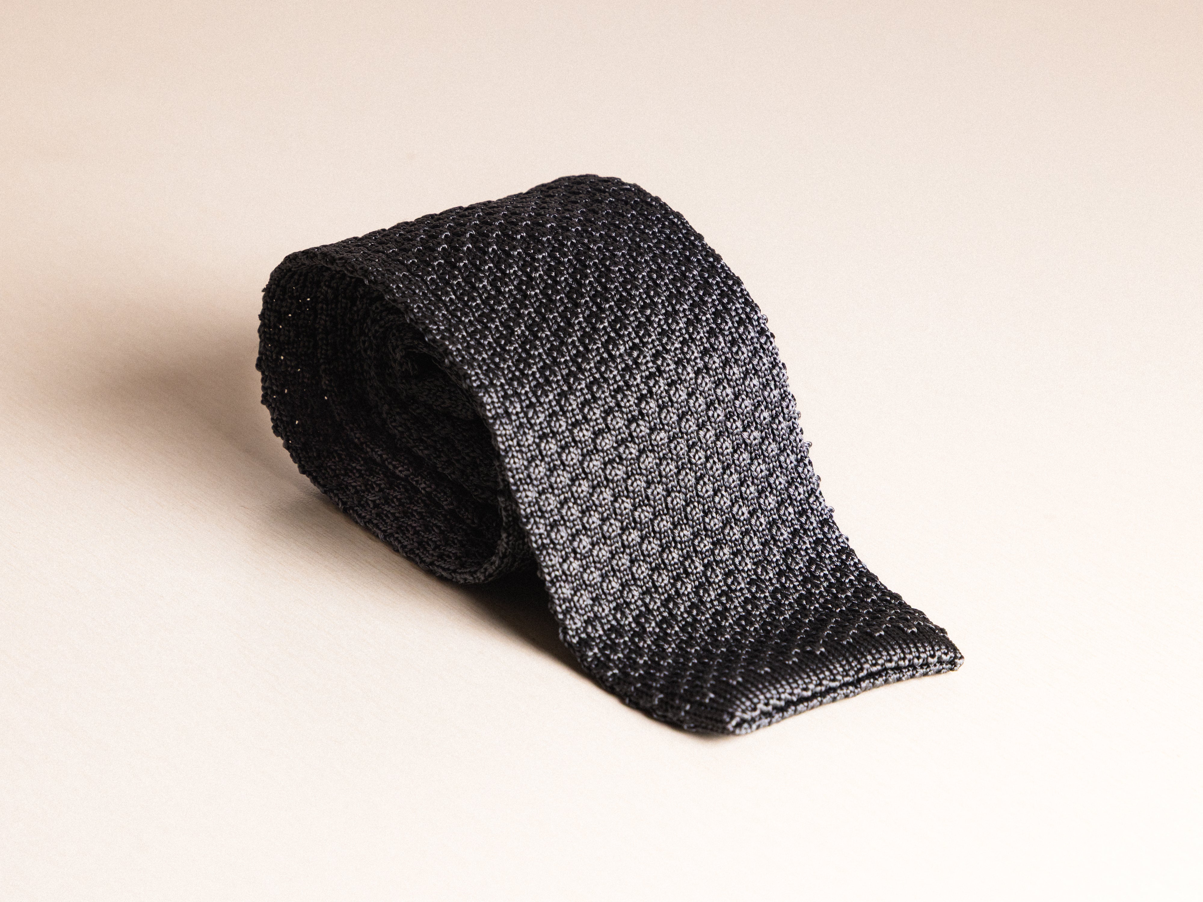 Grey Silk Knit Tie