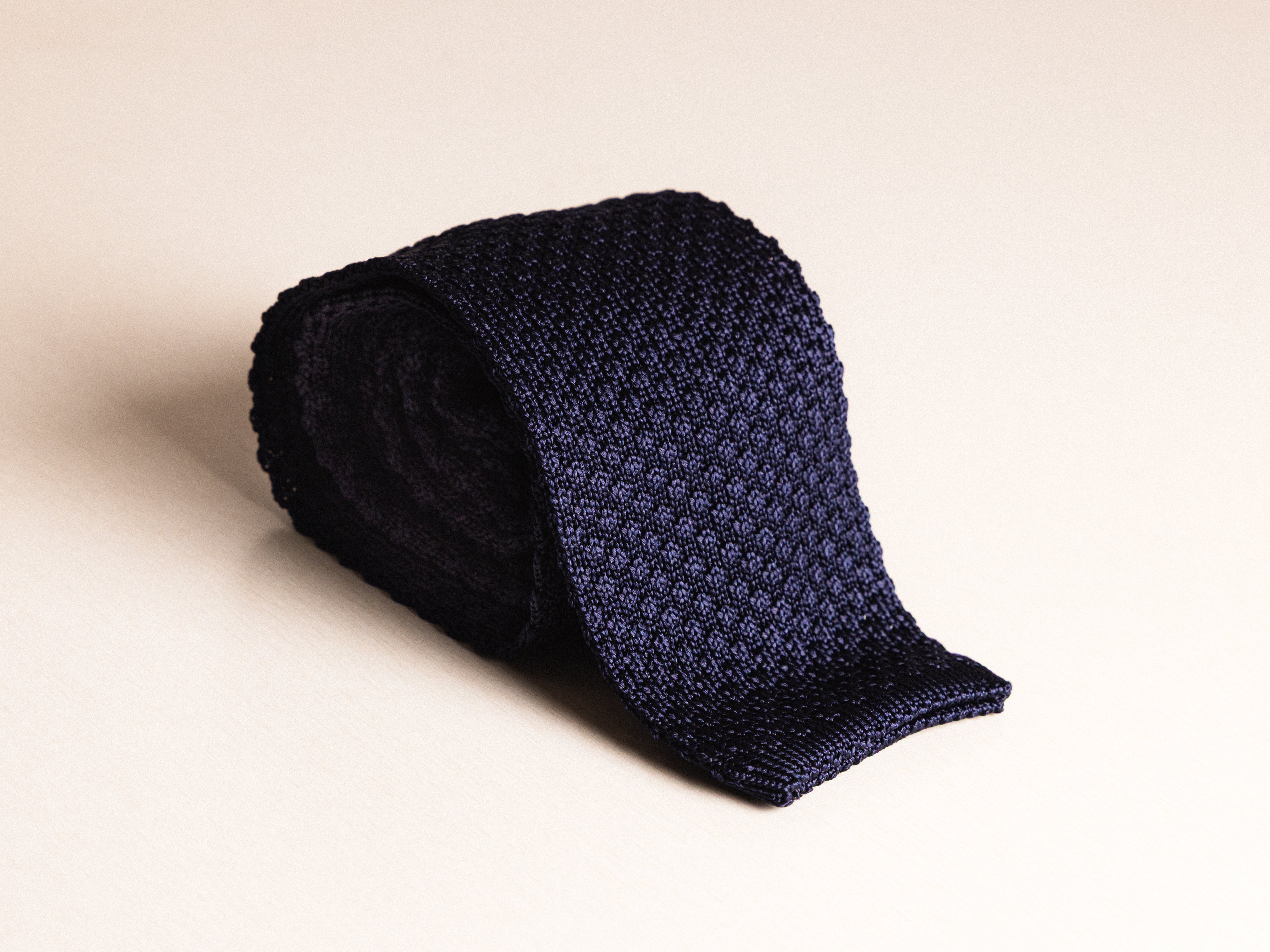 Navy Silk Knit Tie