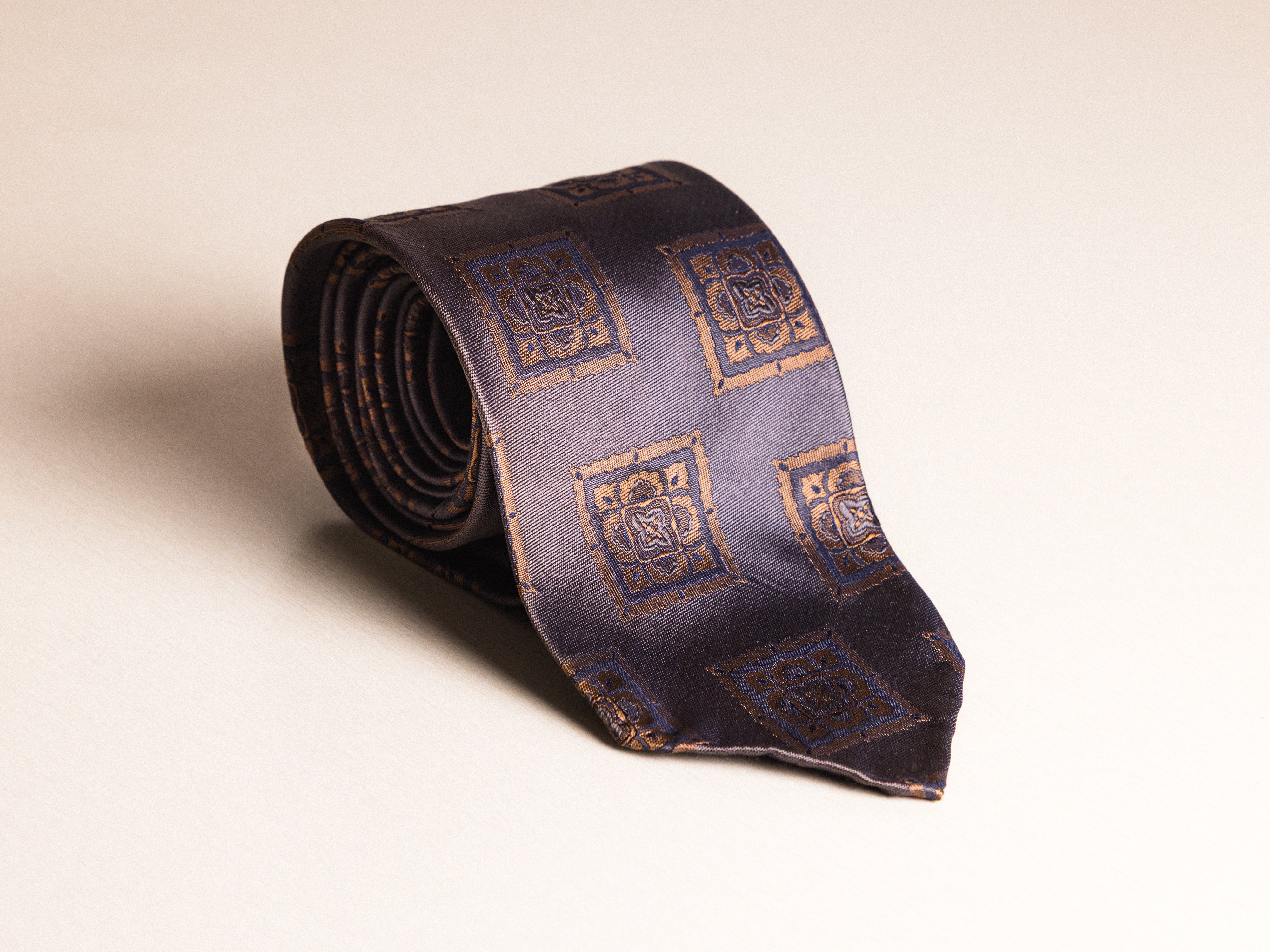 Steel Blue/Brown Medallion Tie