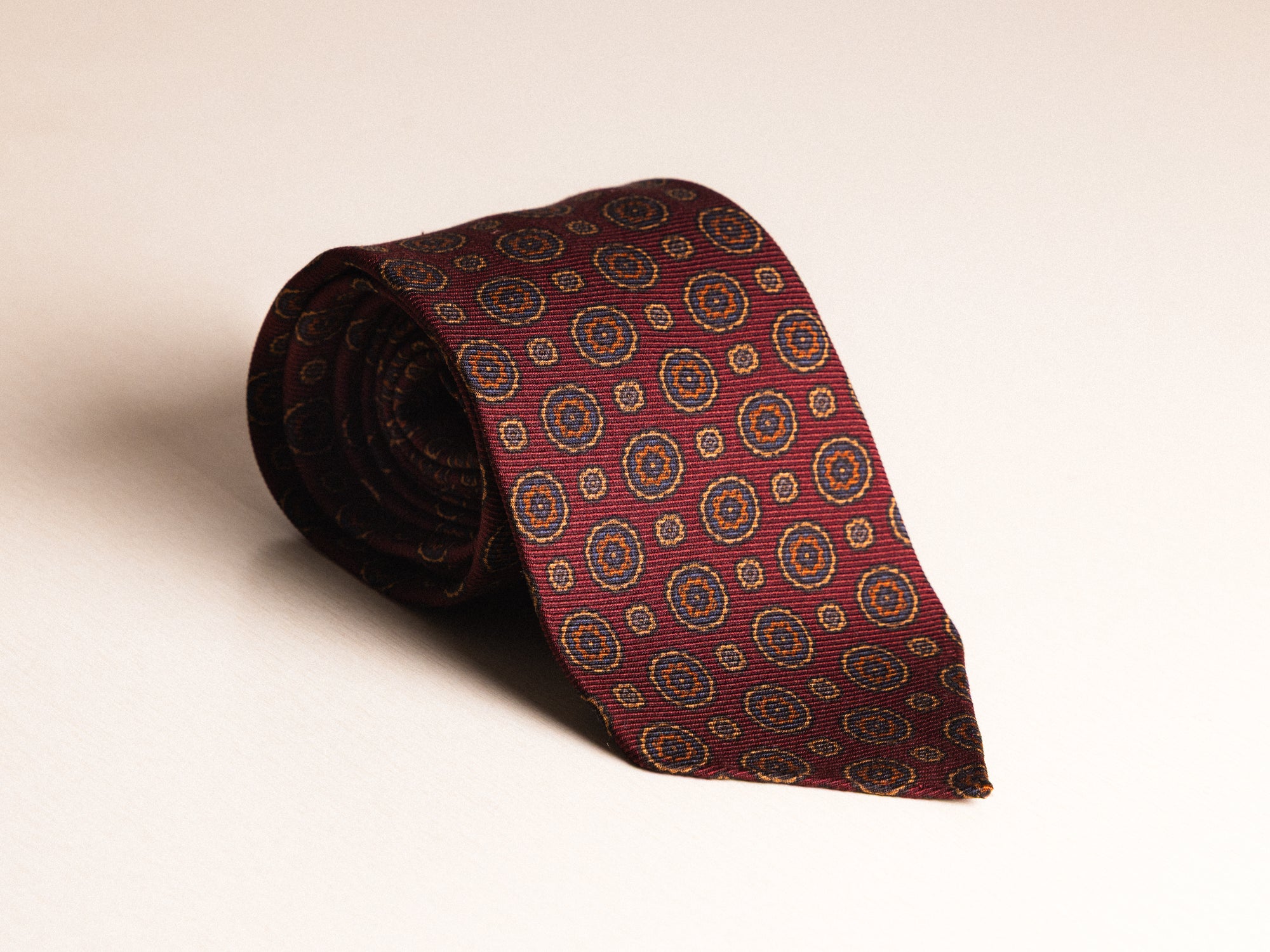 Wine Tan Medallion Silk Tie