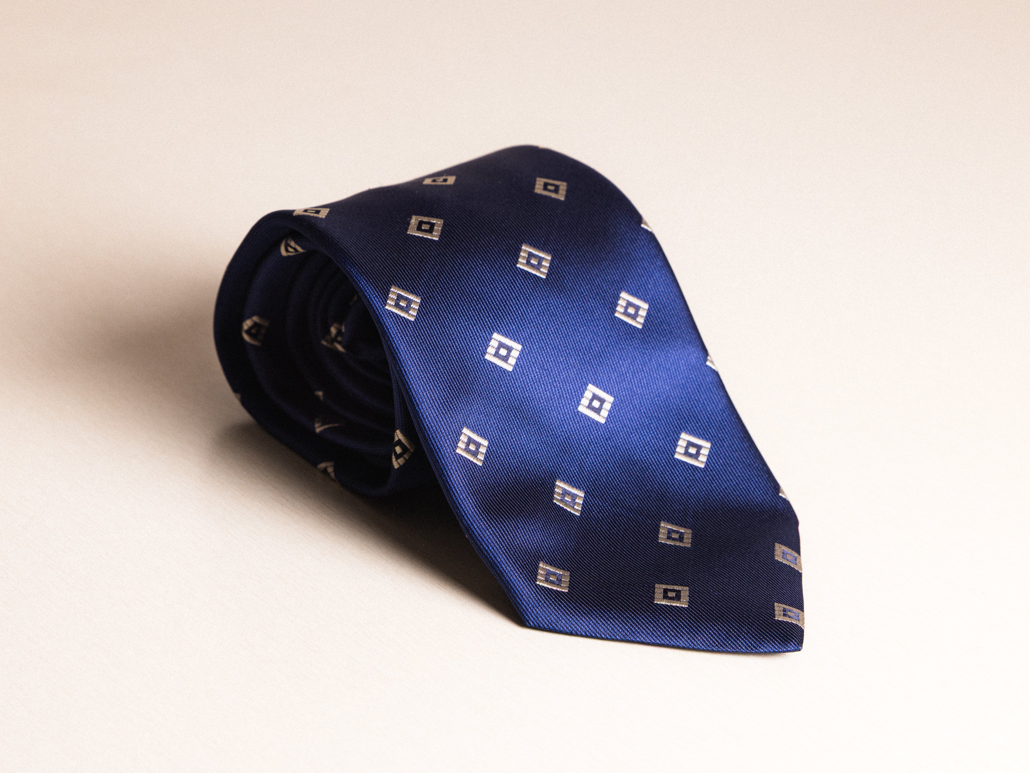 Blue Silver Geo Silk Tie