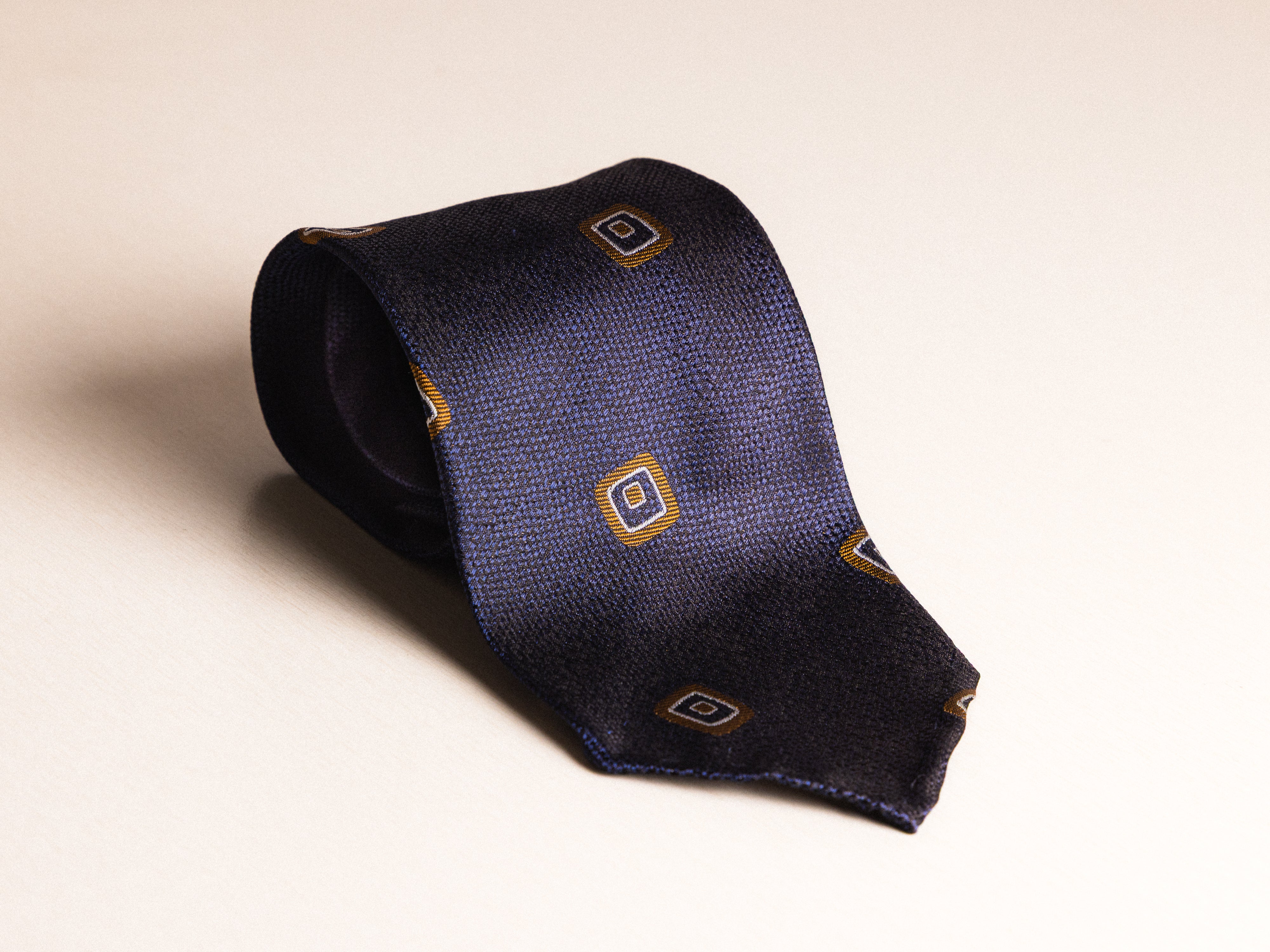 Navy/Copper Geometric Print Tie