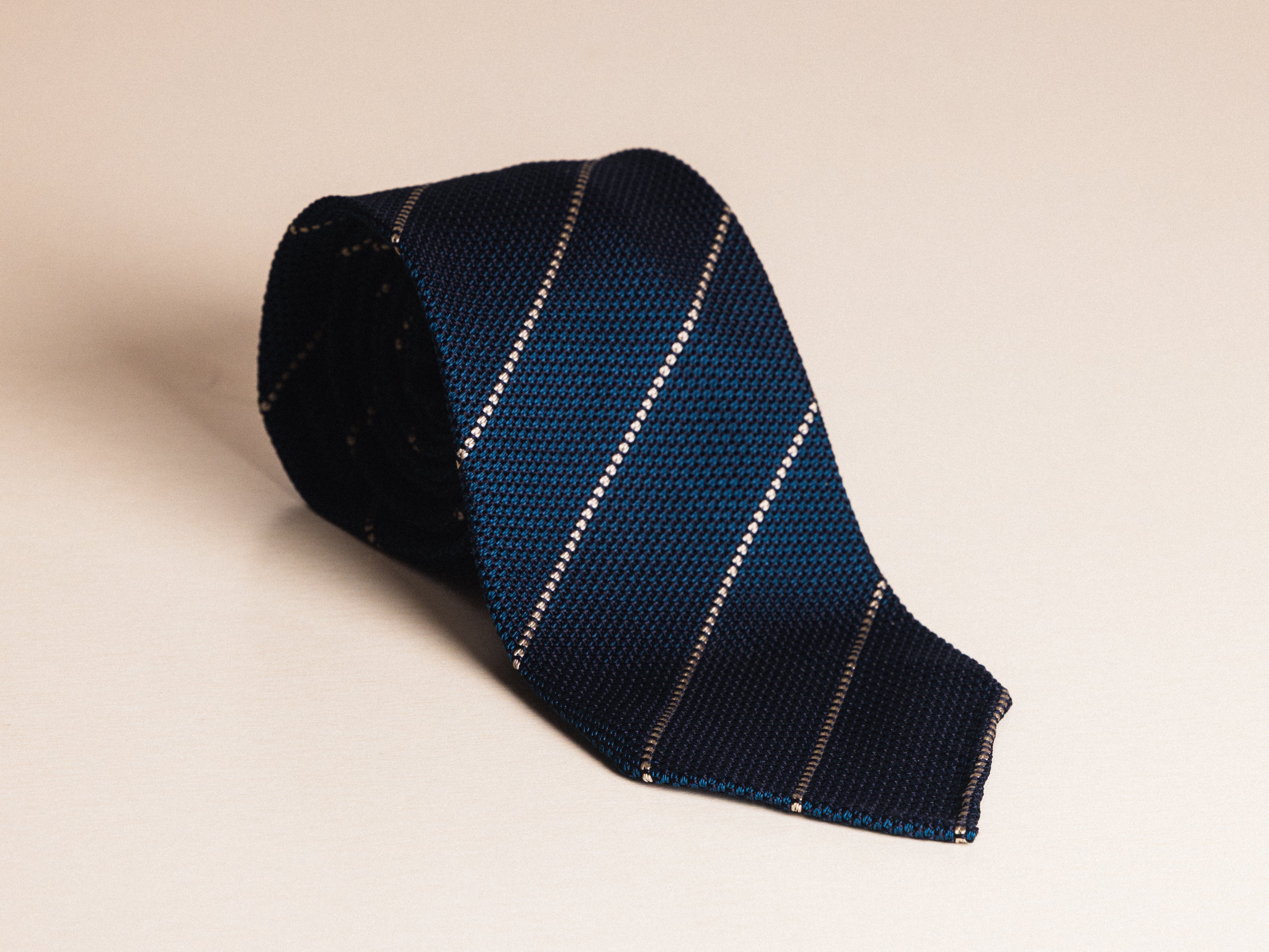 Blue with White Stripe Silk Grenadine Tie