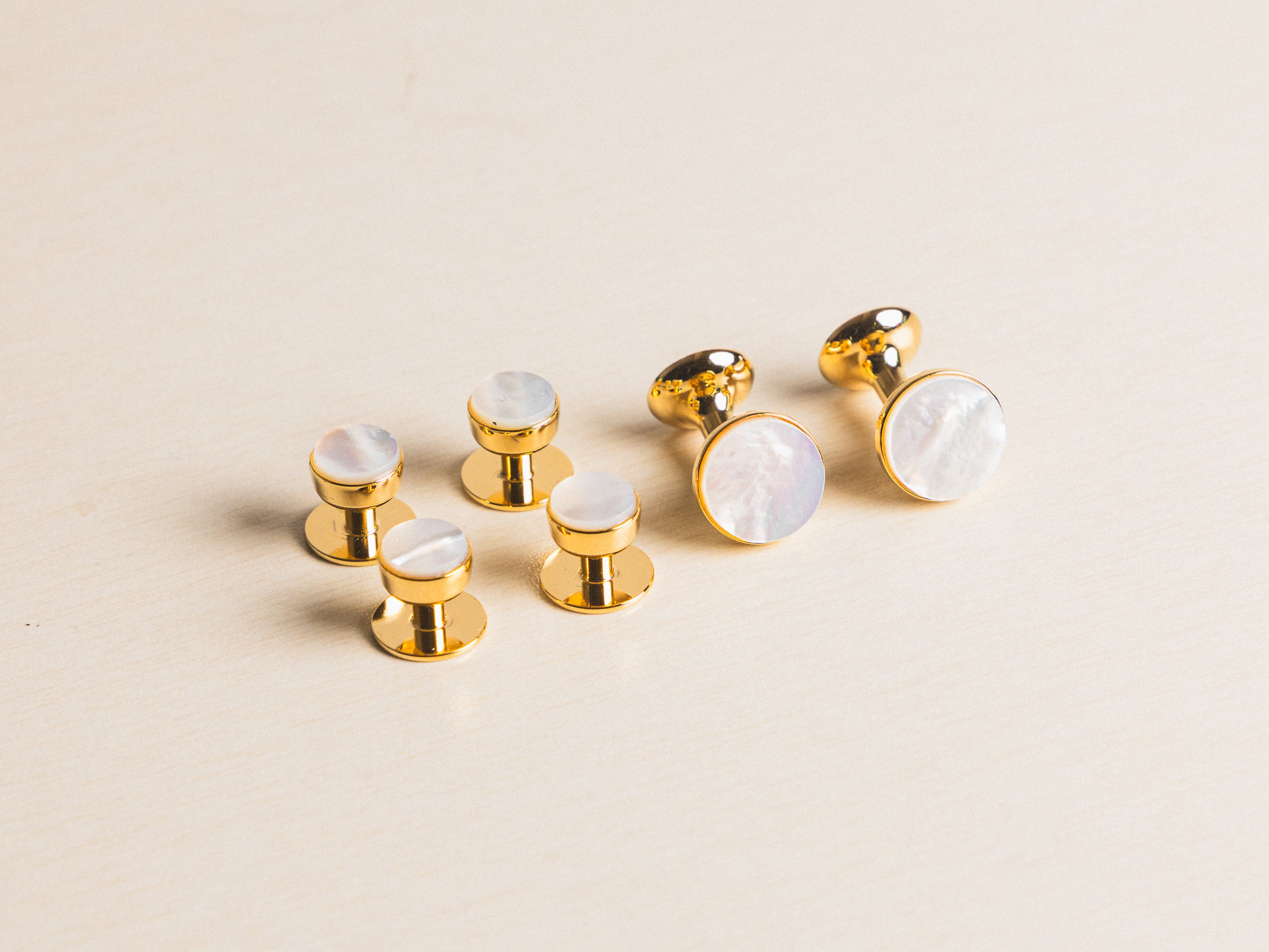 Mother of Pearl Bow Gold Dress Set