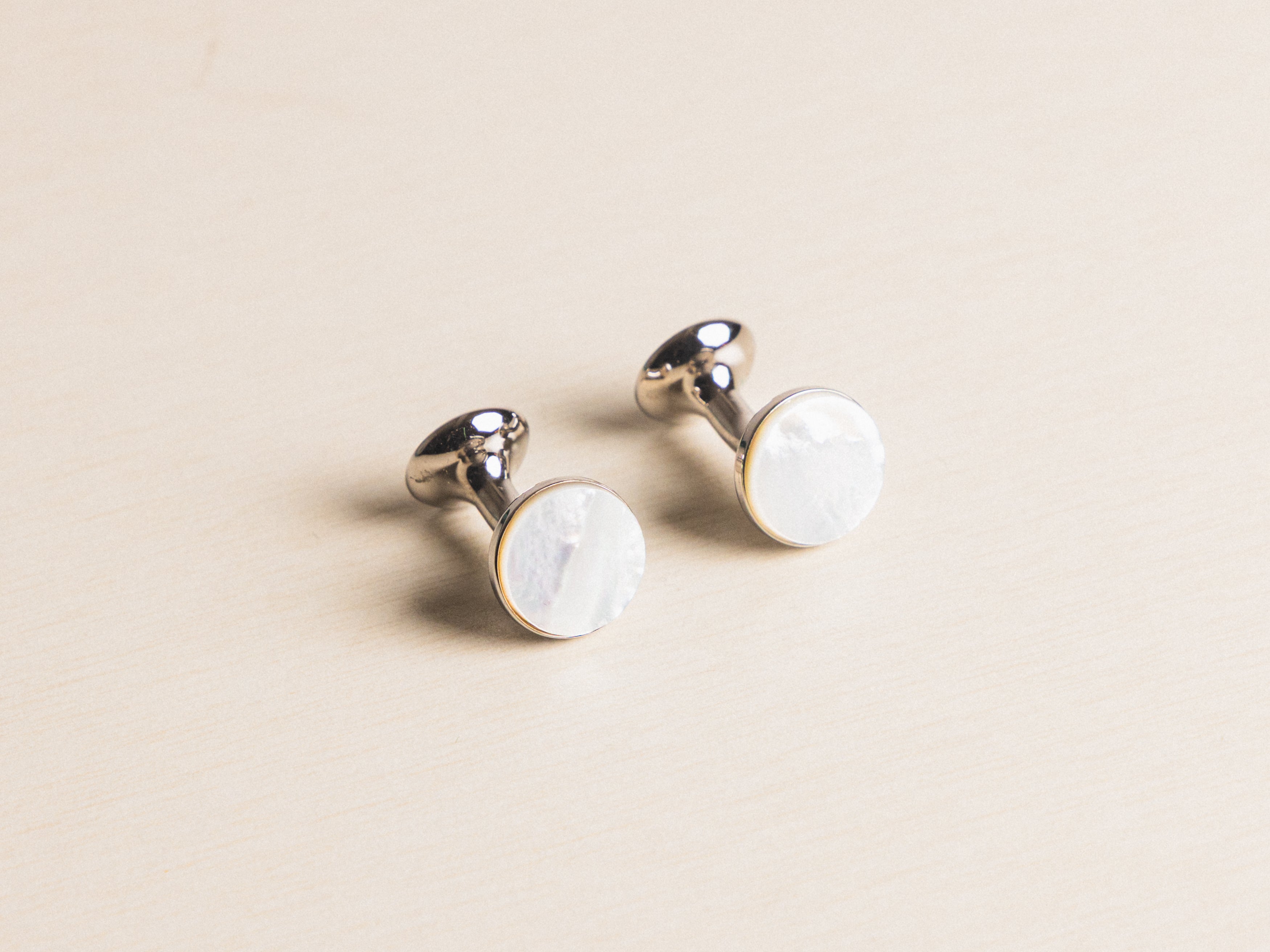 Mother of Pearl Bow Silver Cufflinks