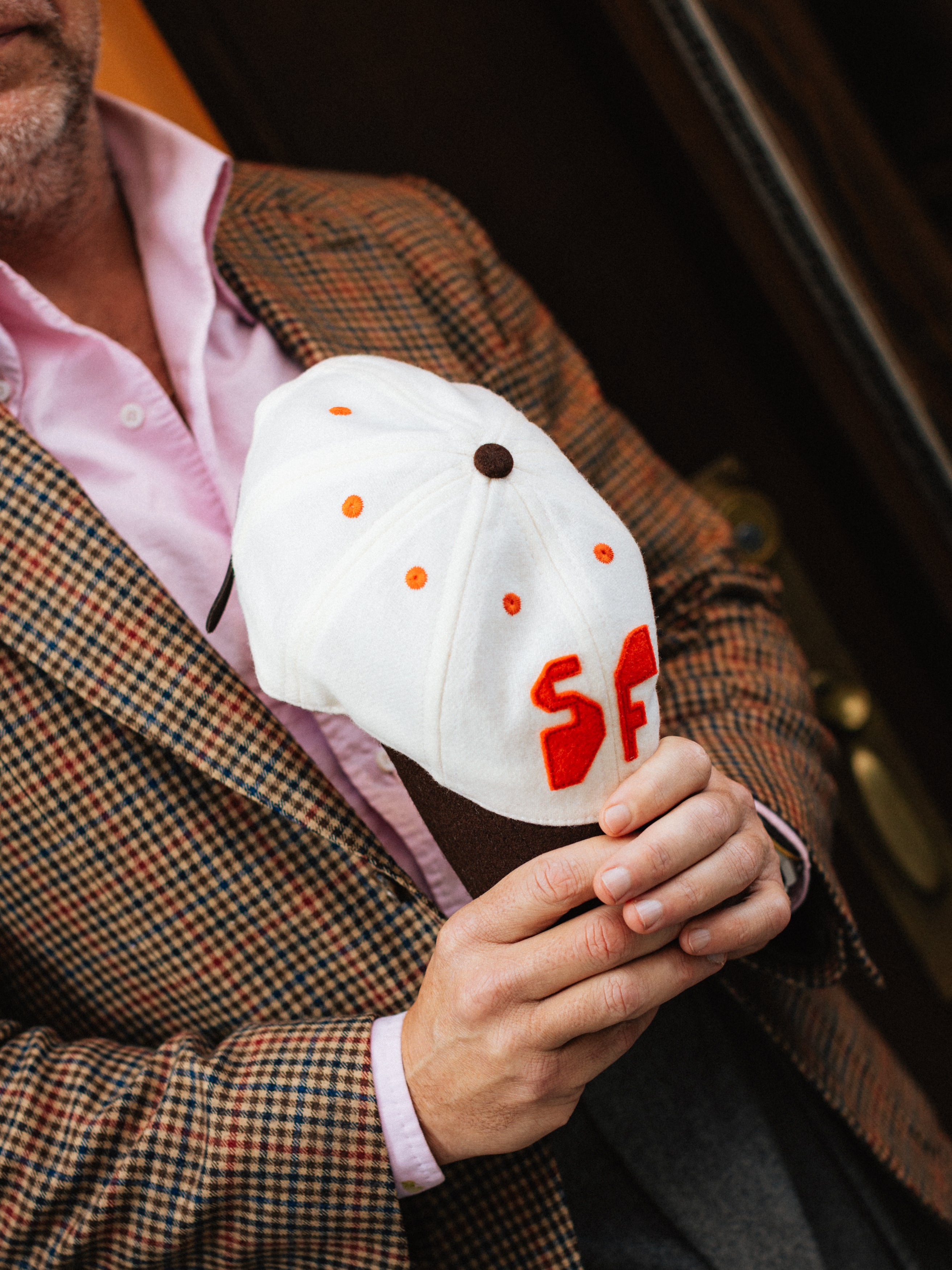 Jeffrey Sincich White/Brown SF Baseball Cap - 8 Panel