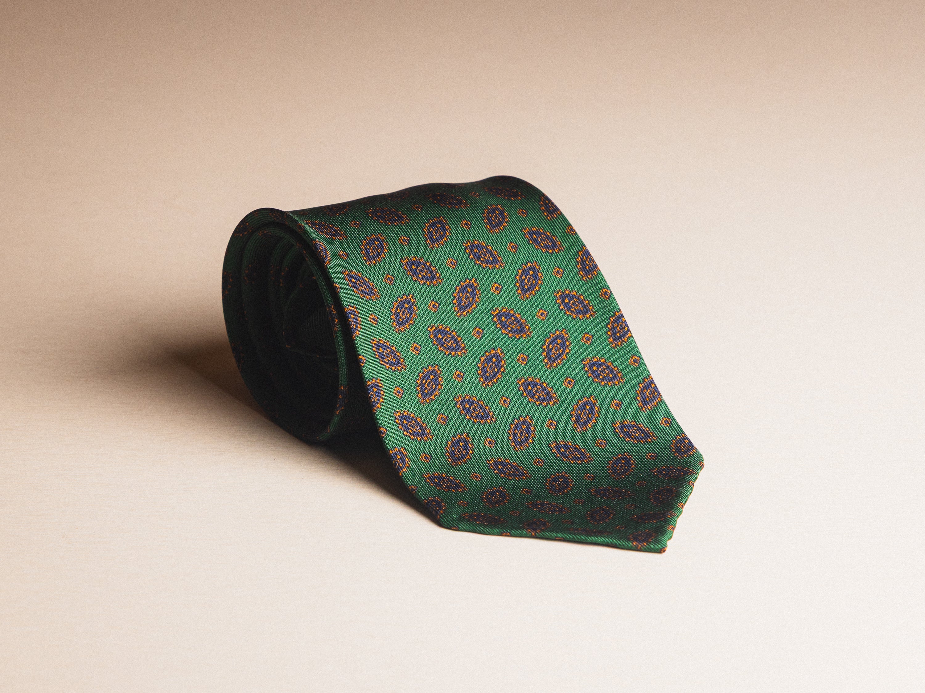 Green and Navy Madder Silk Tie