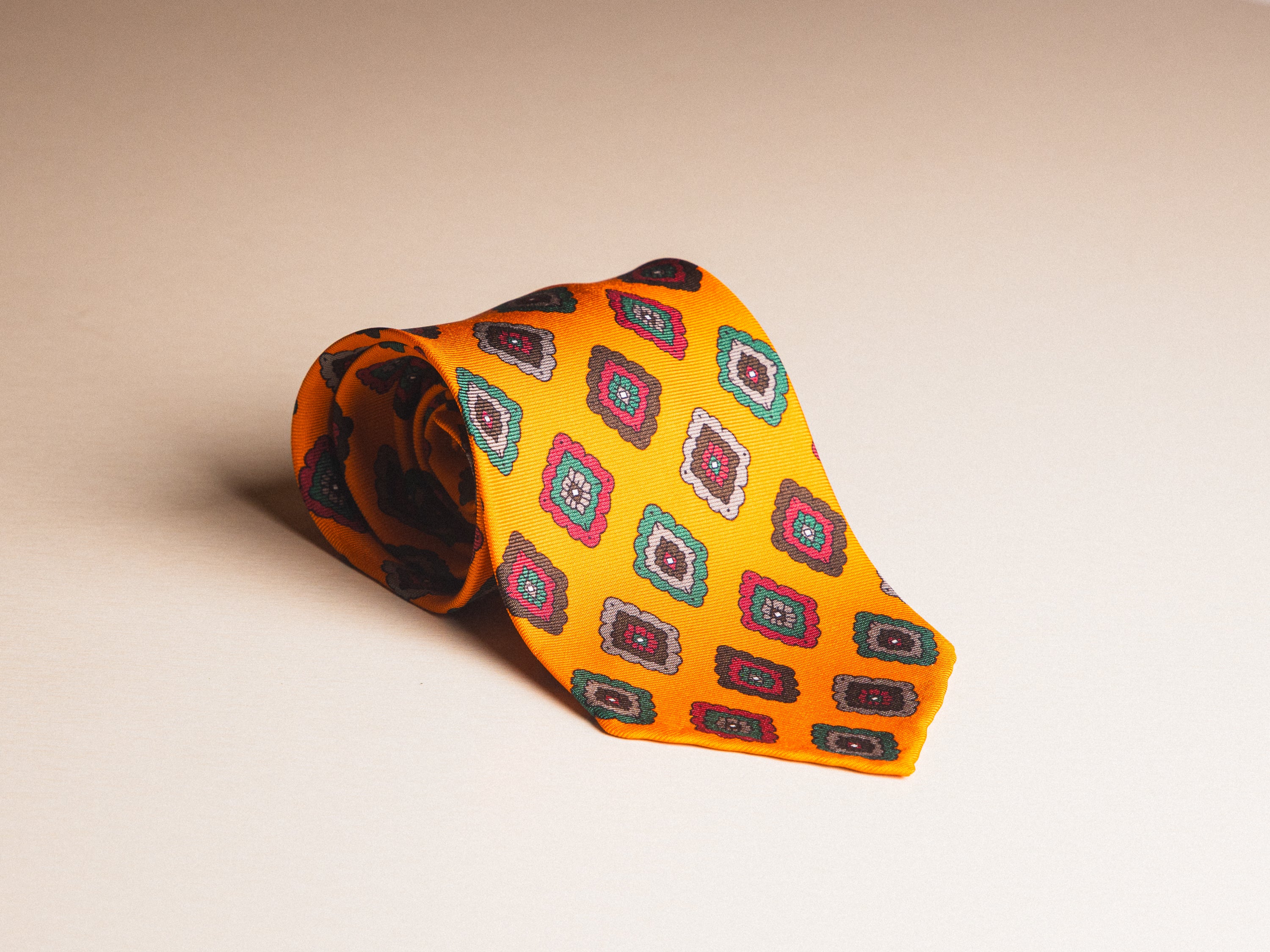 Golden Yellow Medallion Silk Tie