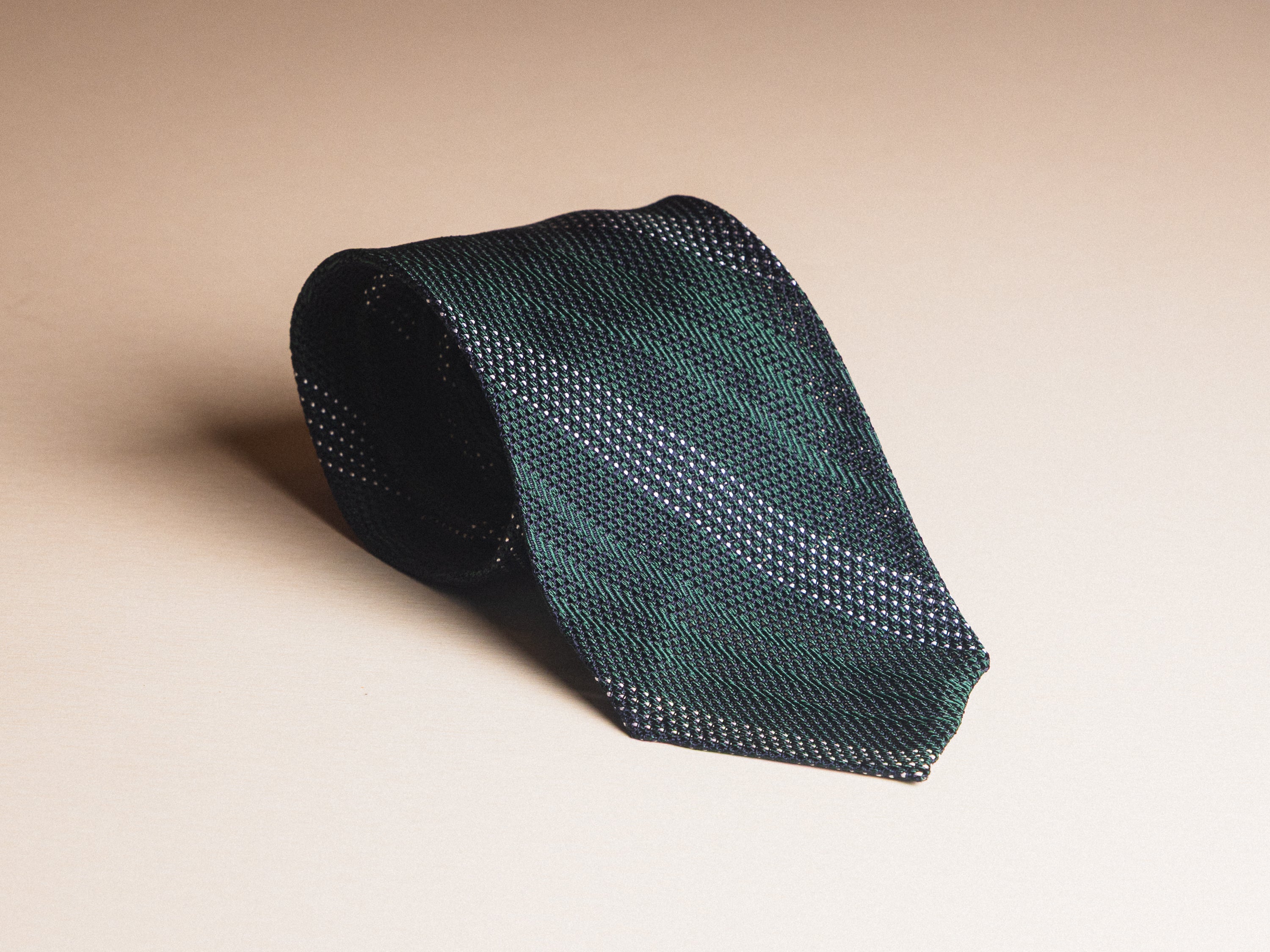 Green with White Stripe Grenadine Silk Tie