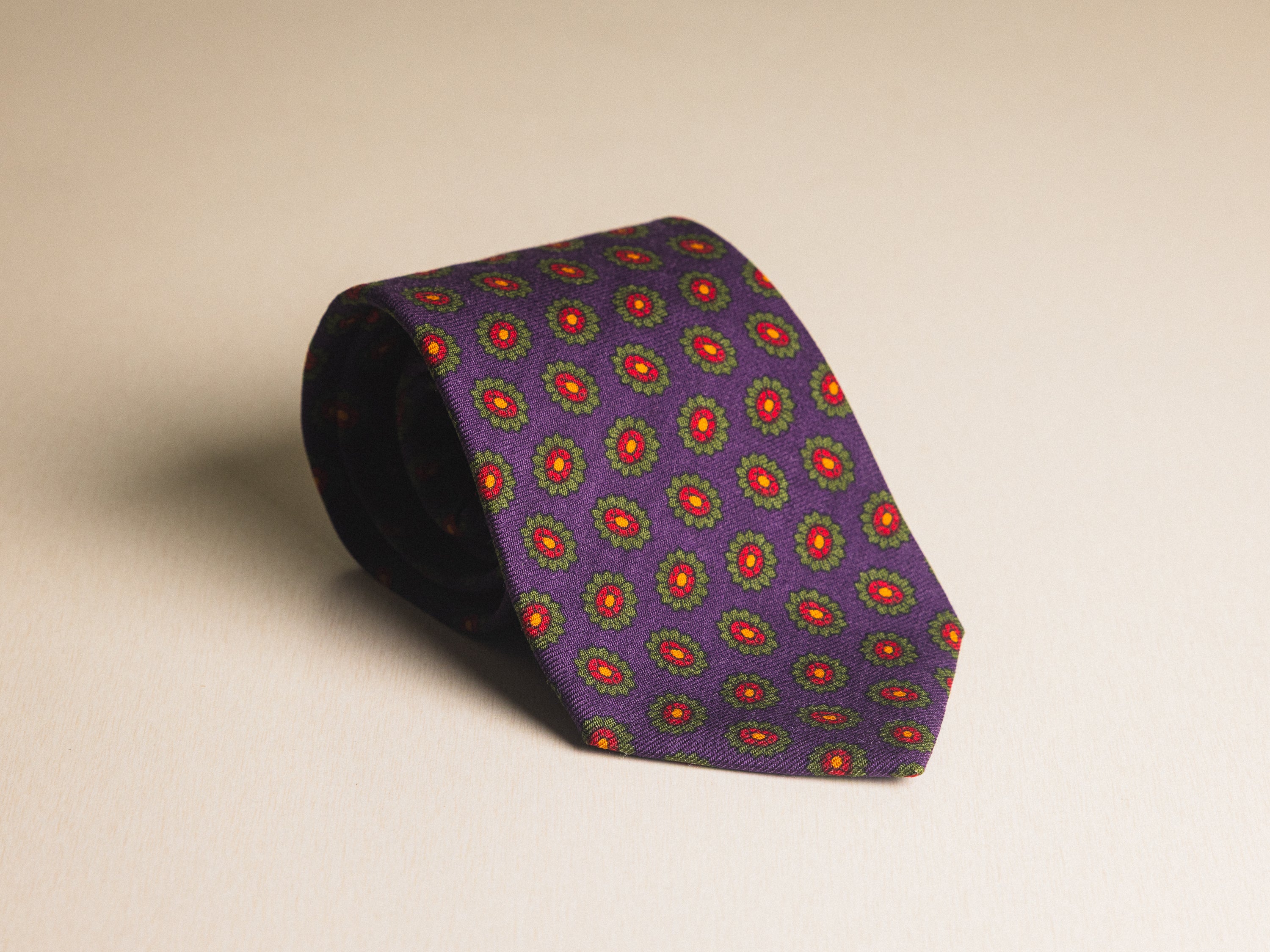 Ralph Lauren Purple with Red and Green Floral Pattern Tie