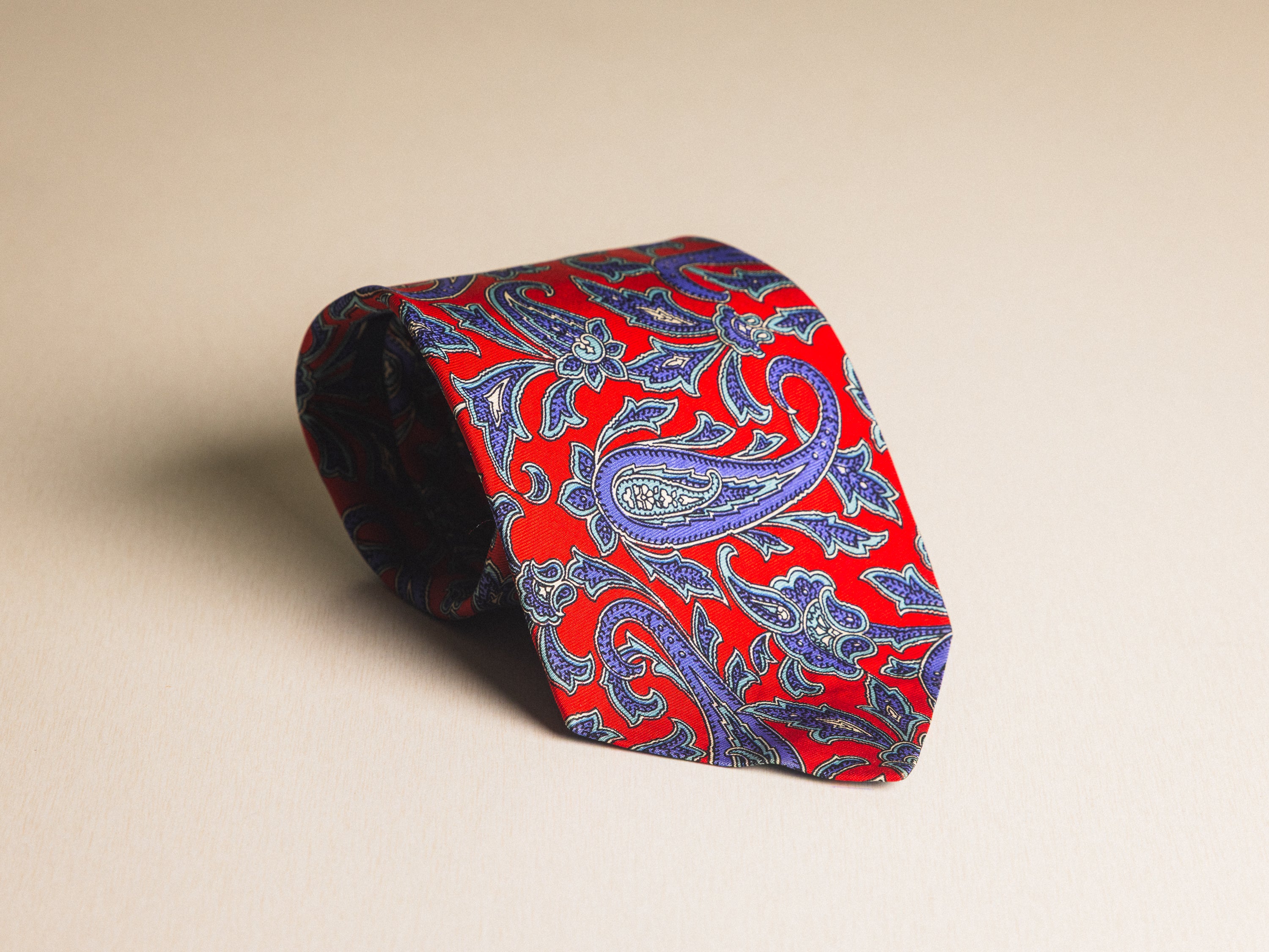Ralph Lauren Red with Blue and Light Blue Paisley Tie
