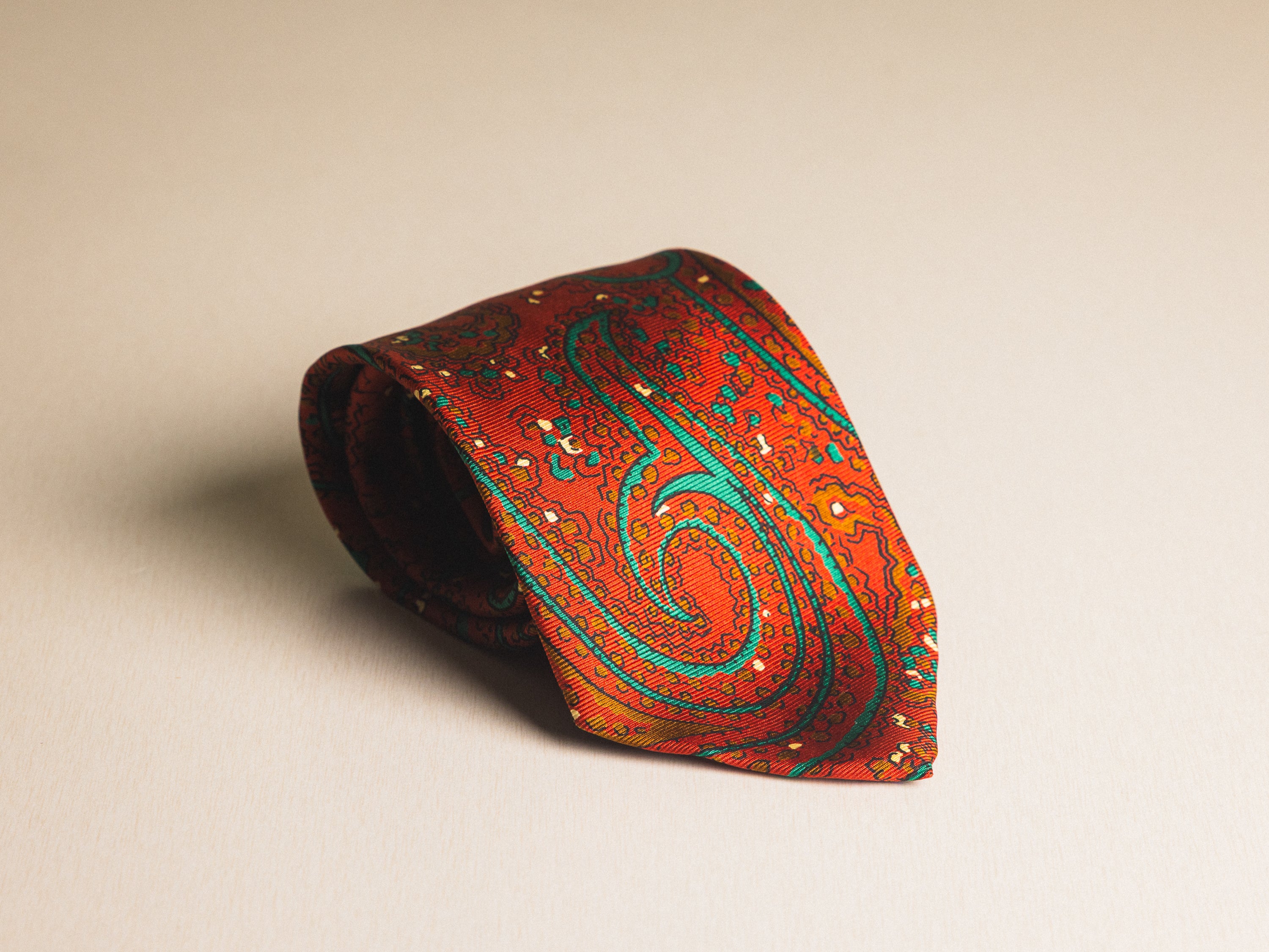 Ralph Lauren Dark Orange with Green Paisley Tie