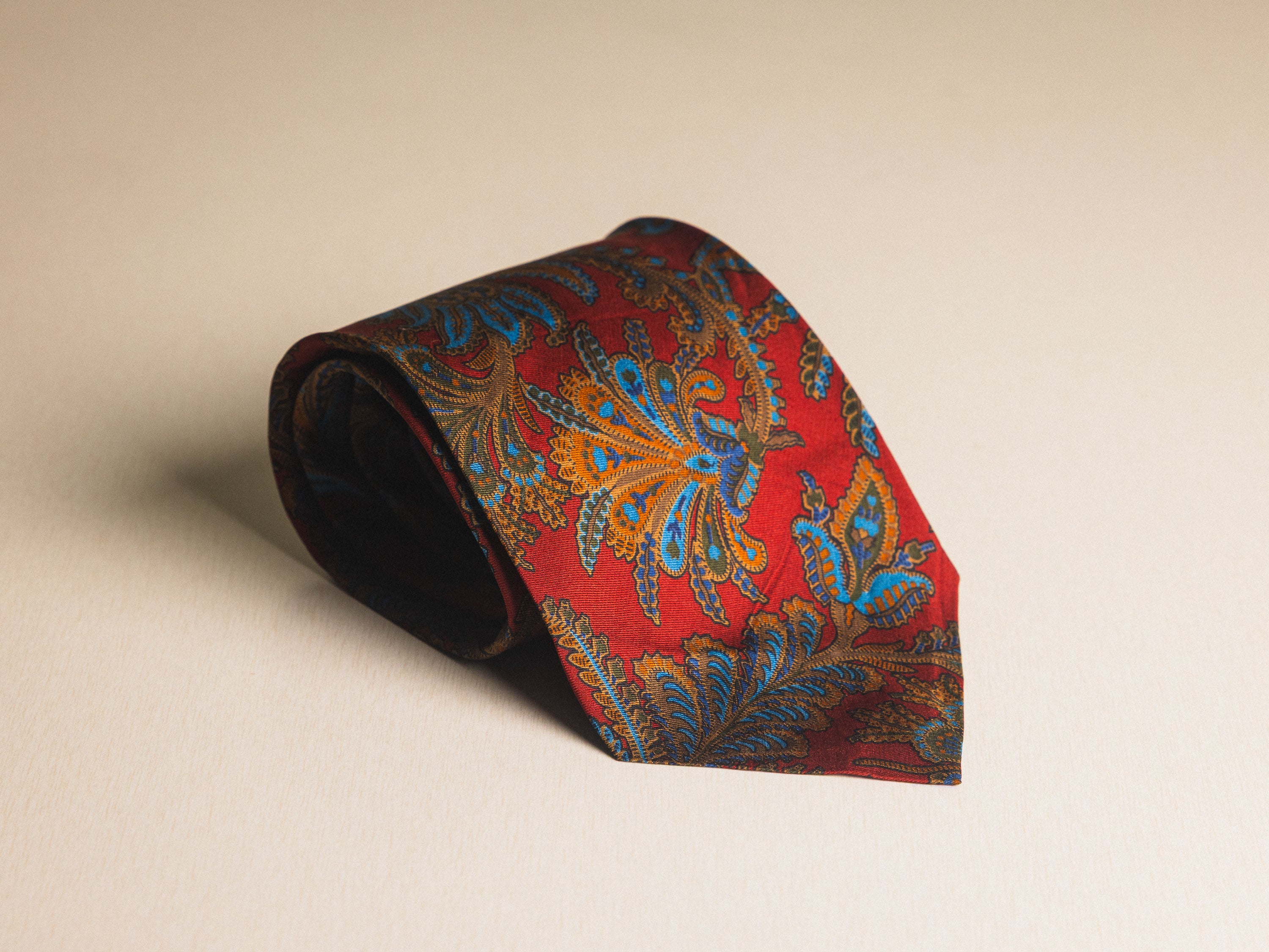 Ralph Lauren Red with Gold and Light Blue Floral Tie