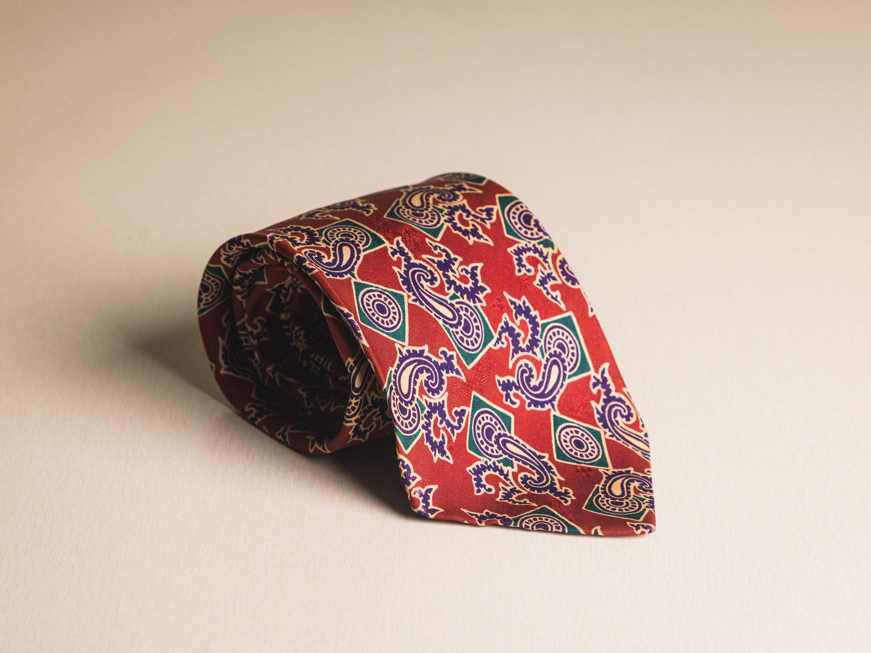 Ralph Lauren Terracotta with Purple and Green Paisley/Medallion Tie