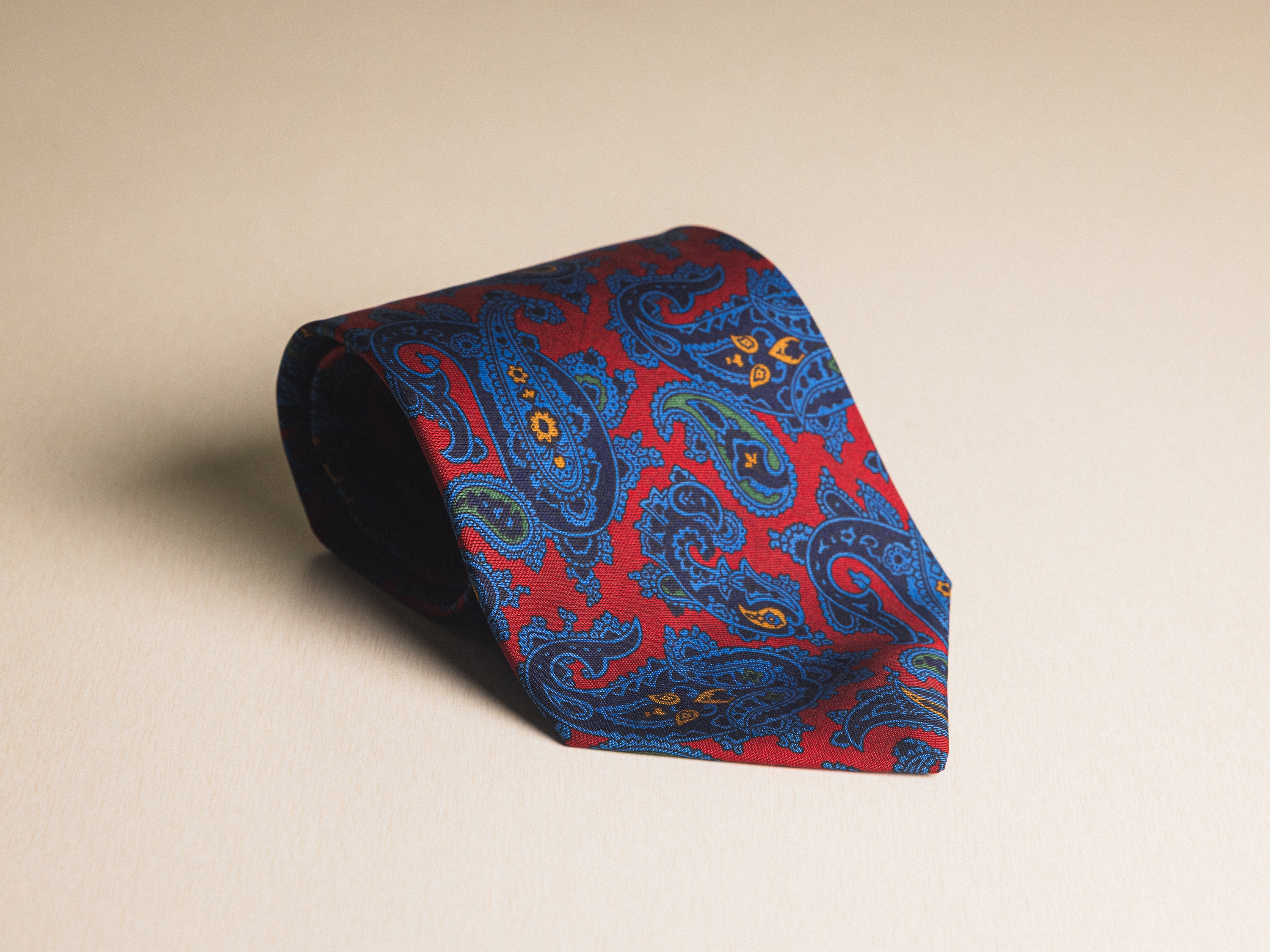 Ralph Lauren Red with Light and Dark Blue Paisley Tie