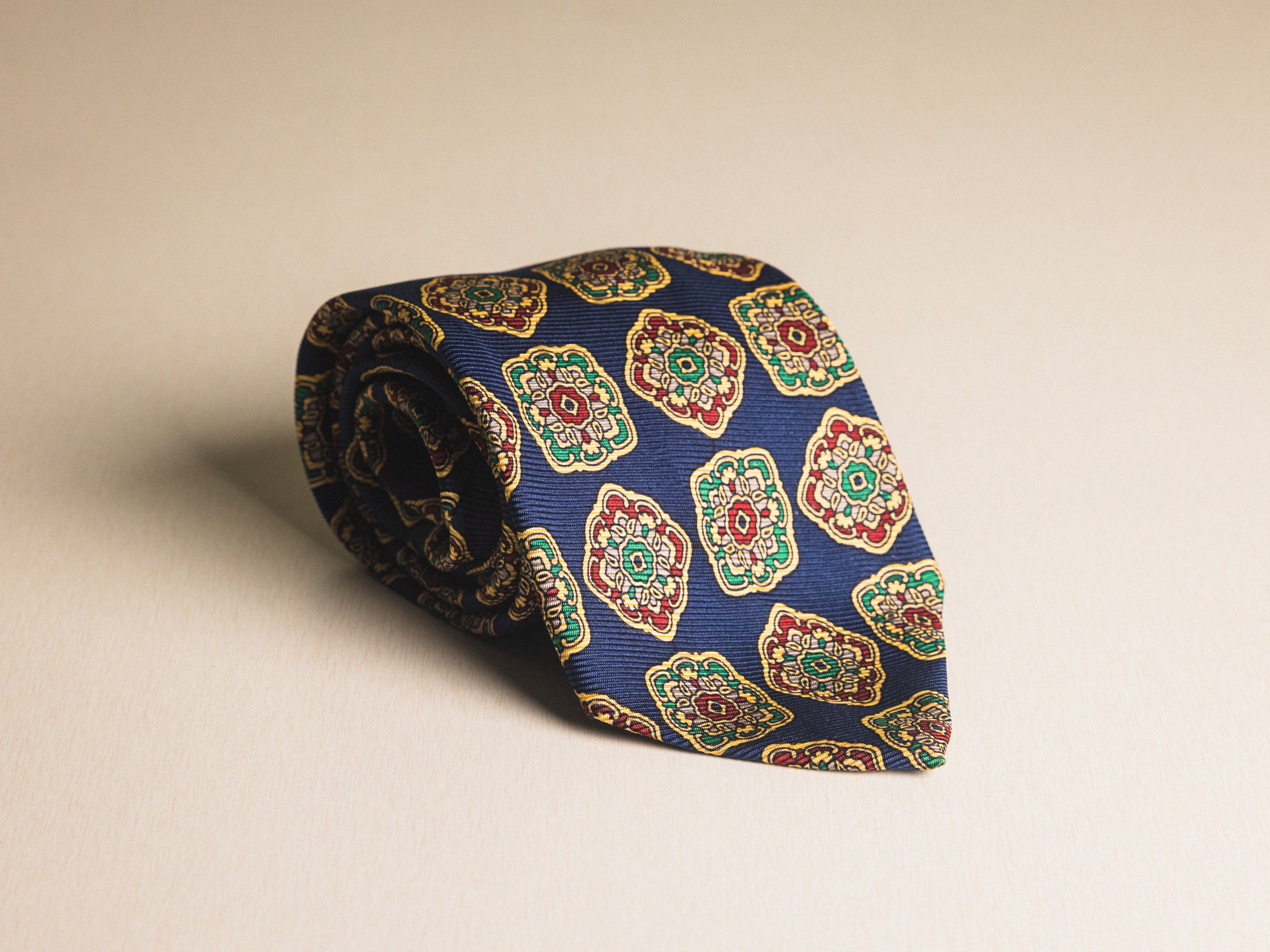 Ralph Lauren Blue with Beige Medallion Tie