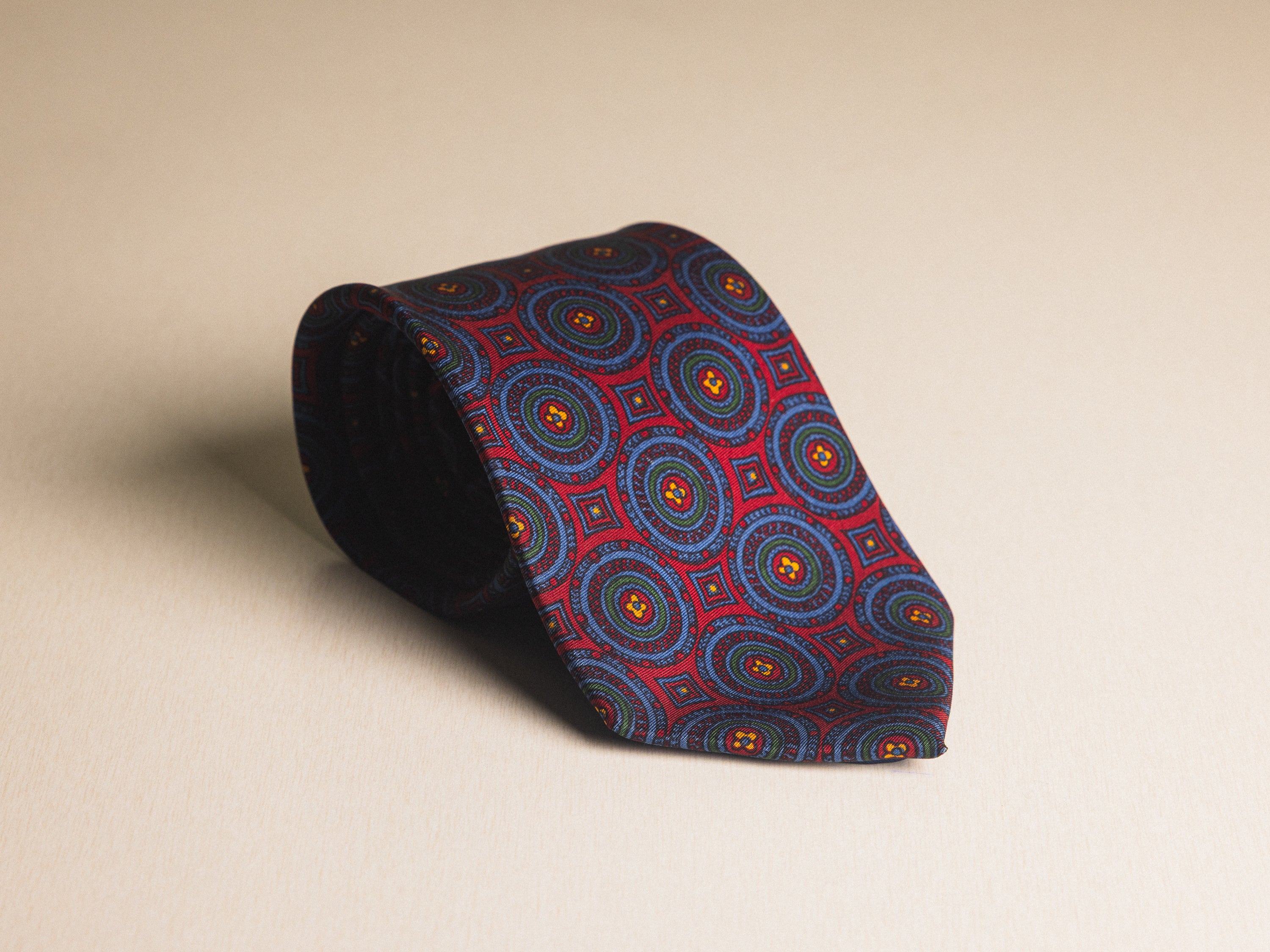 Ralph Lauren Burgundy with Blue Coin Medallion Tie