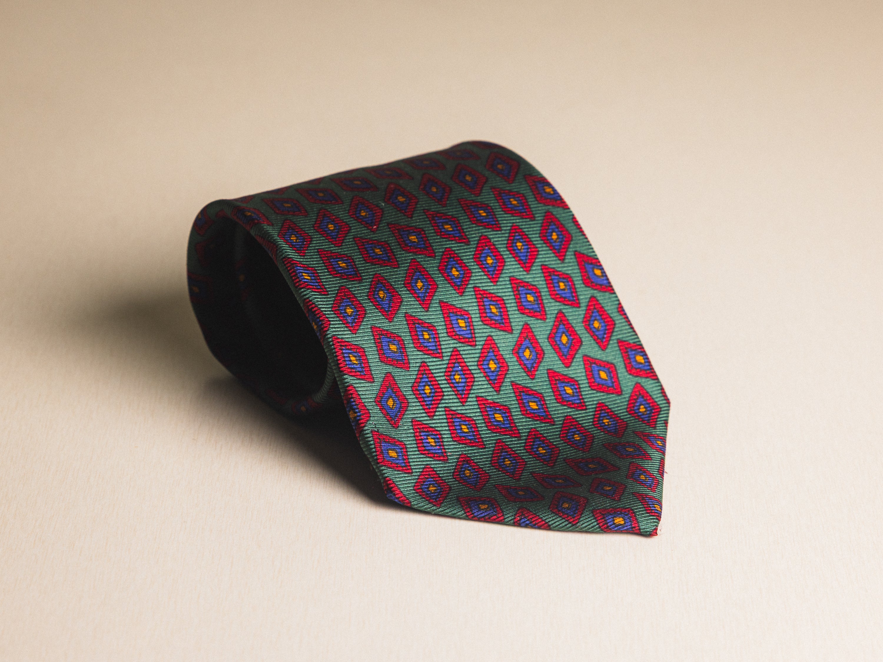 Ralph Lauren Green with Red and Blue Diamond Tie
