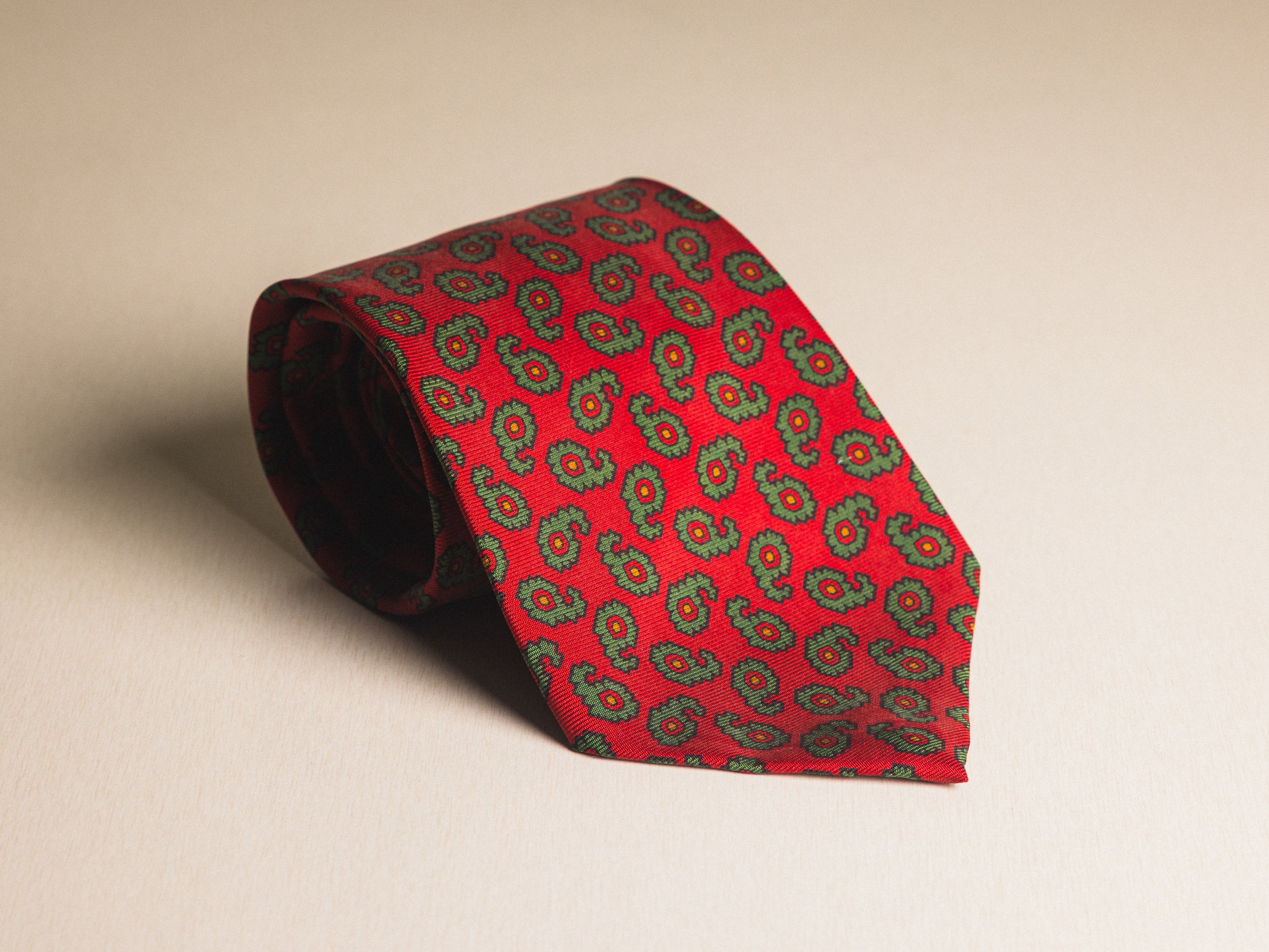 Ralph Lauren Red with Green Mini Paisley Tie