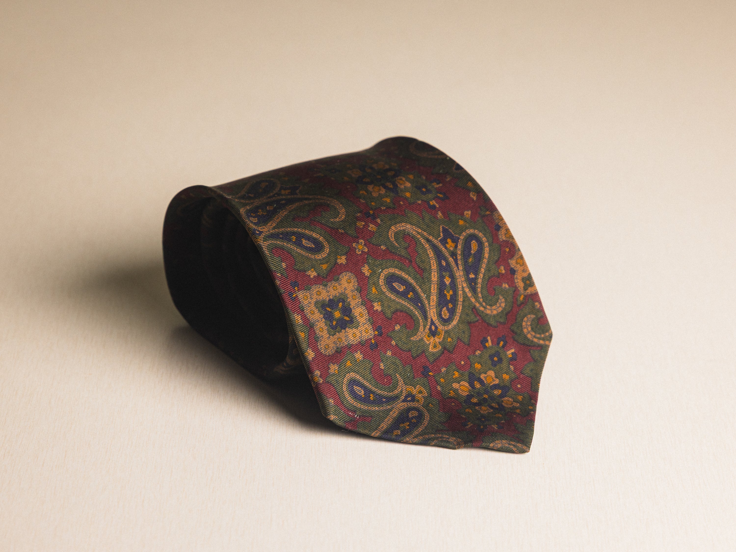 Ralph Lauren Burgundy with Dark Green Paisley and Jewel Tie