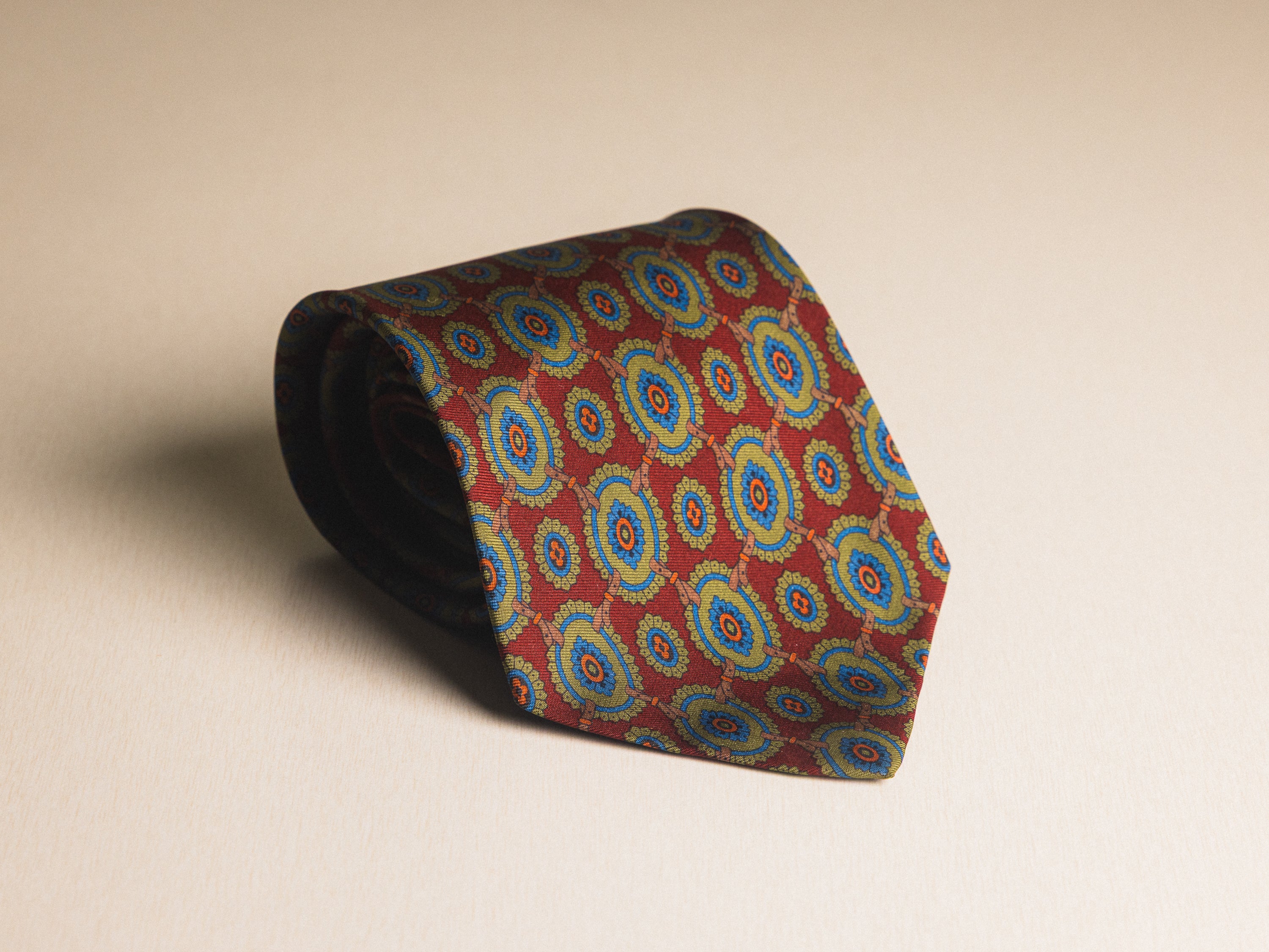 Ralph Lauren Burgundy with Olive Medallion Link Tie