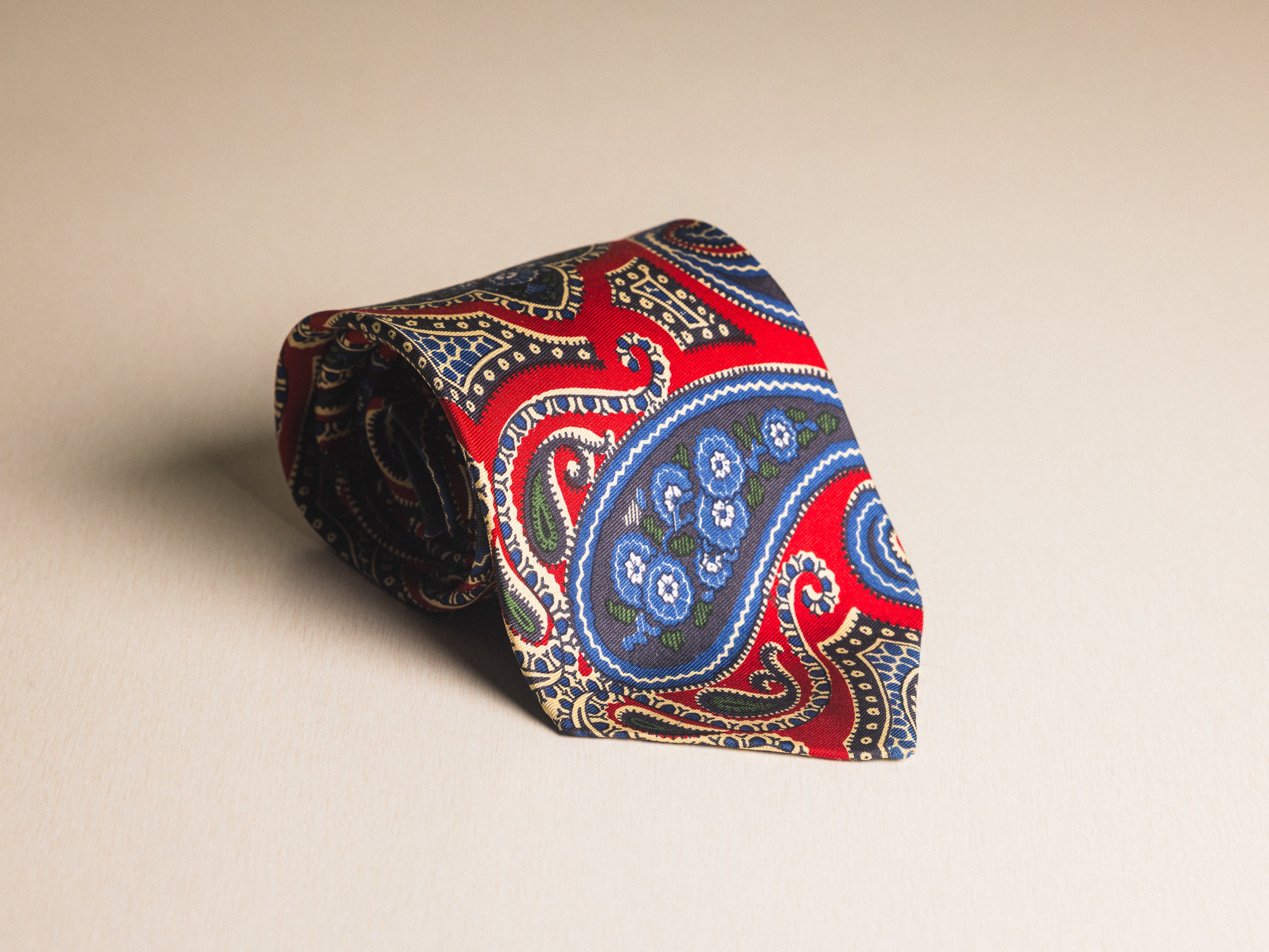 Ralph Lauren Red with Blue and Cream Paisley Tie