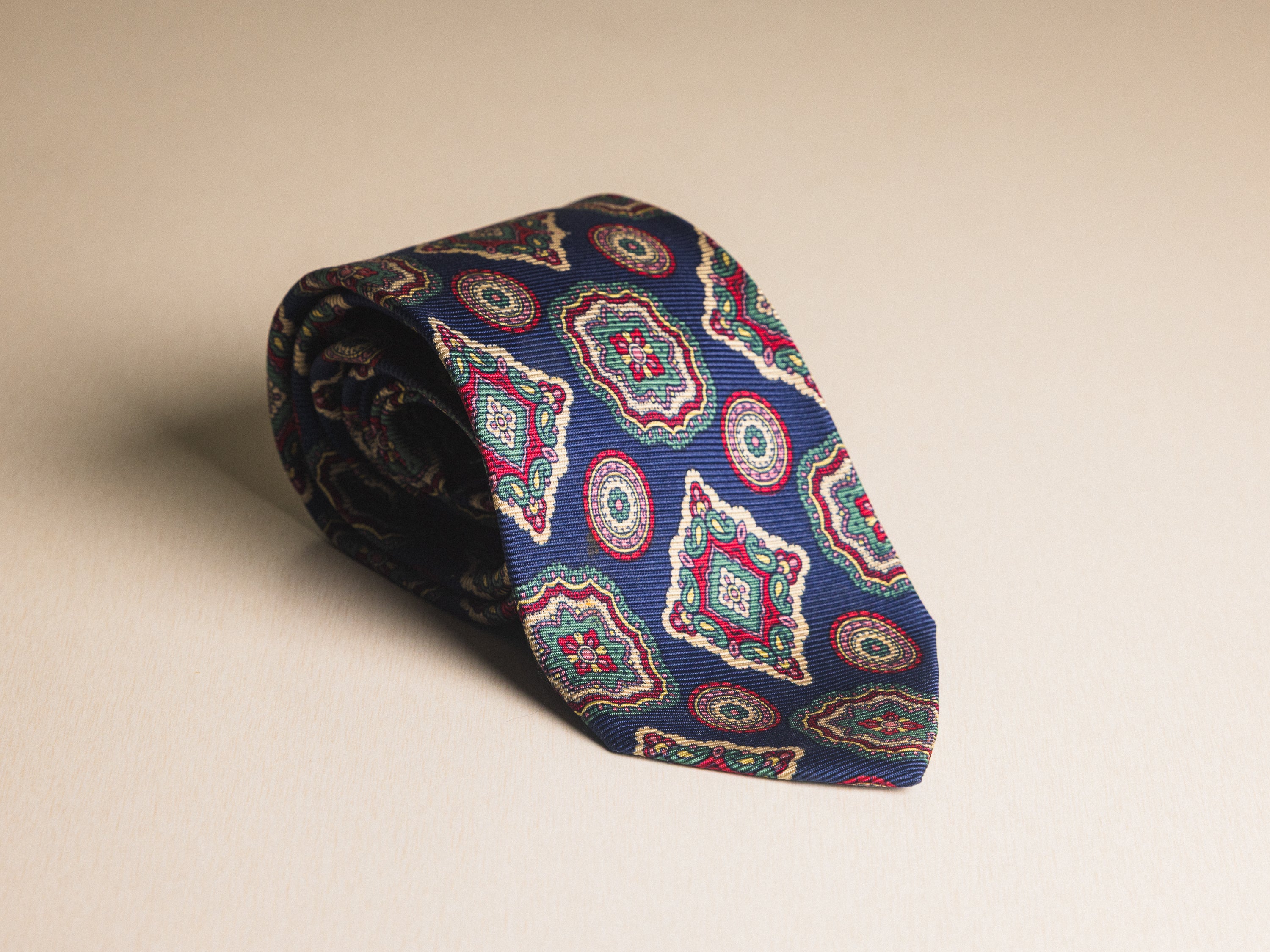 Ralph Lauren Blue with Jewel and Coin Medallion Tie