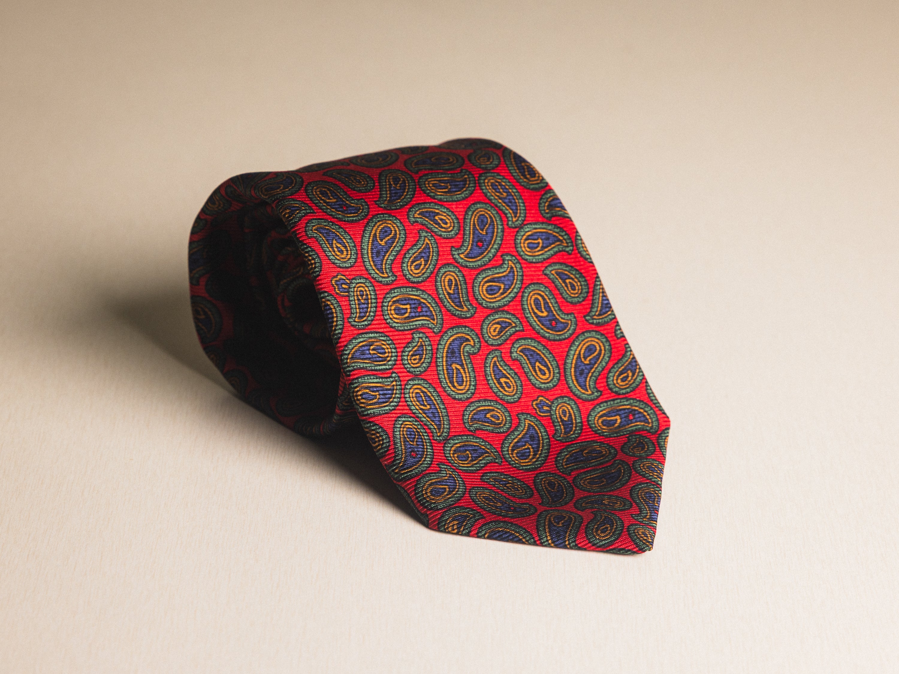 Ralph Lauren Red with Green and Blue Mini Paisley Tie