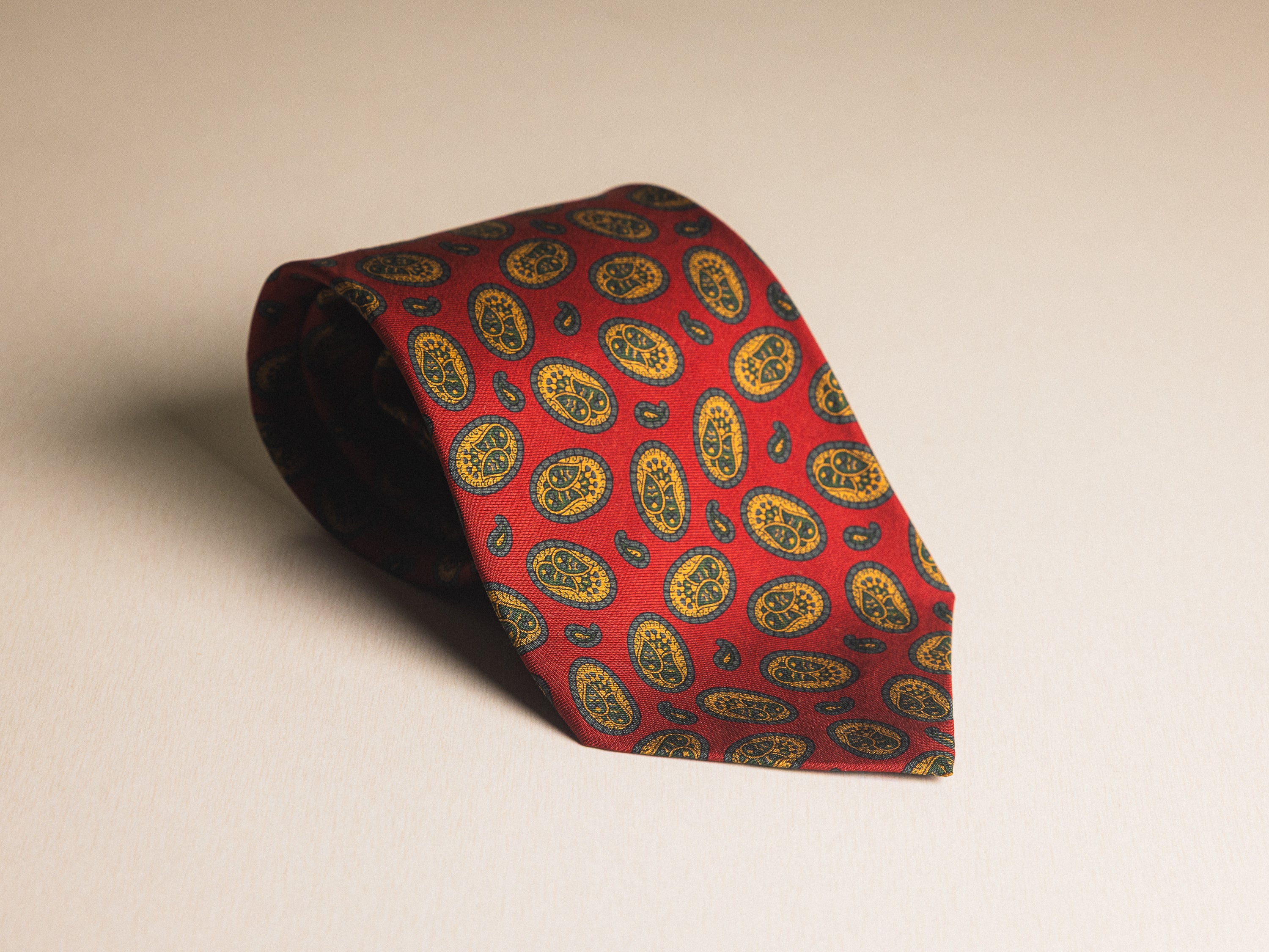 Ralph Lauren Red with Gold Paisley Medallion Tie
