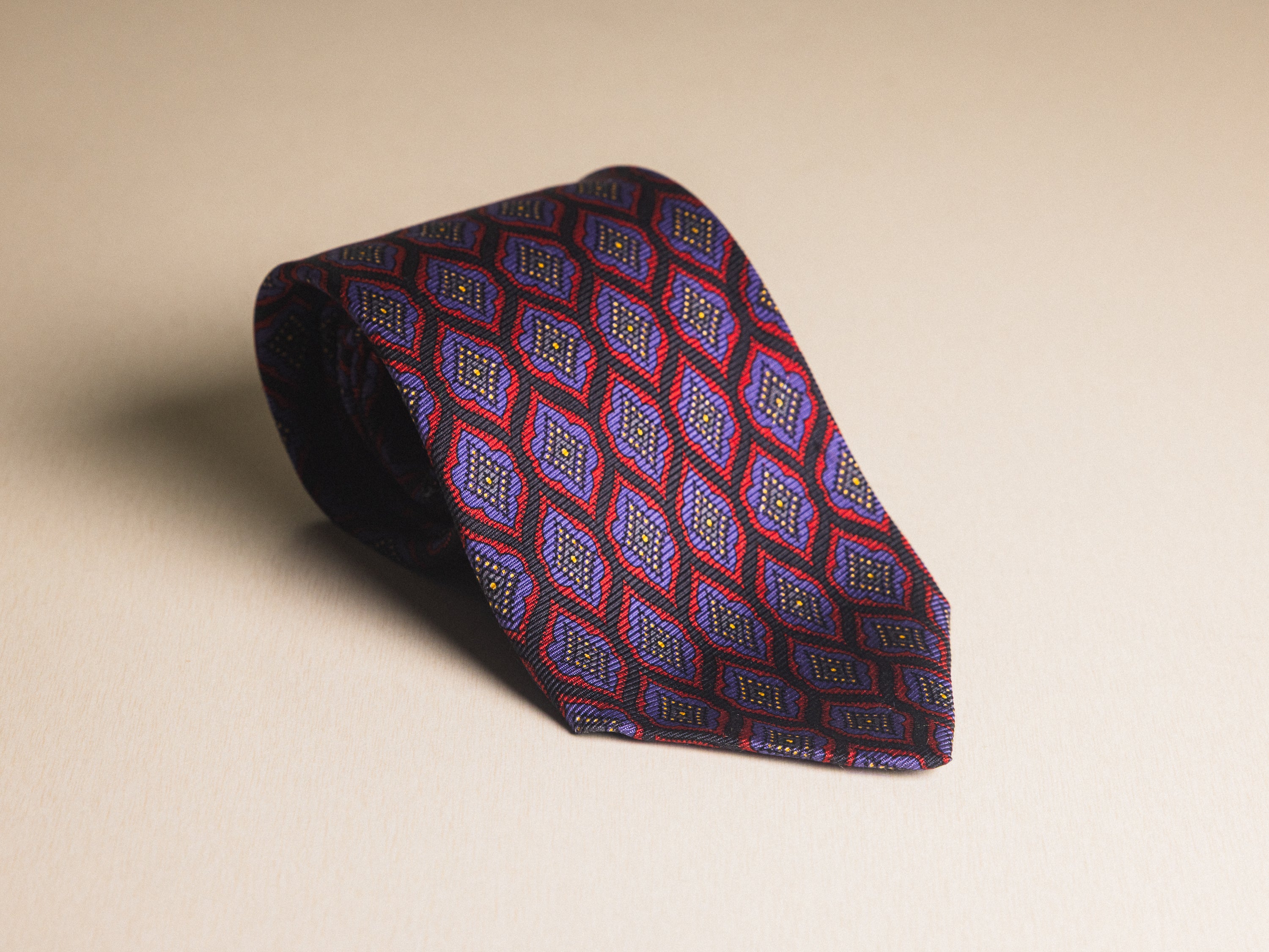 Ralph Lauren Dark Grey with Purple Floral Diamond Tie