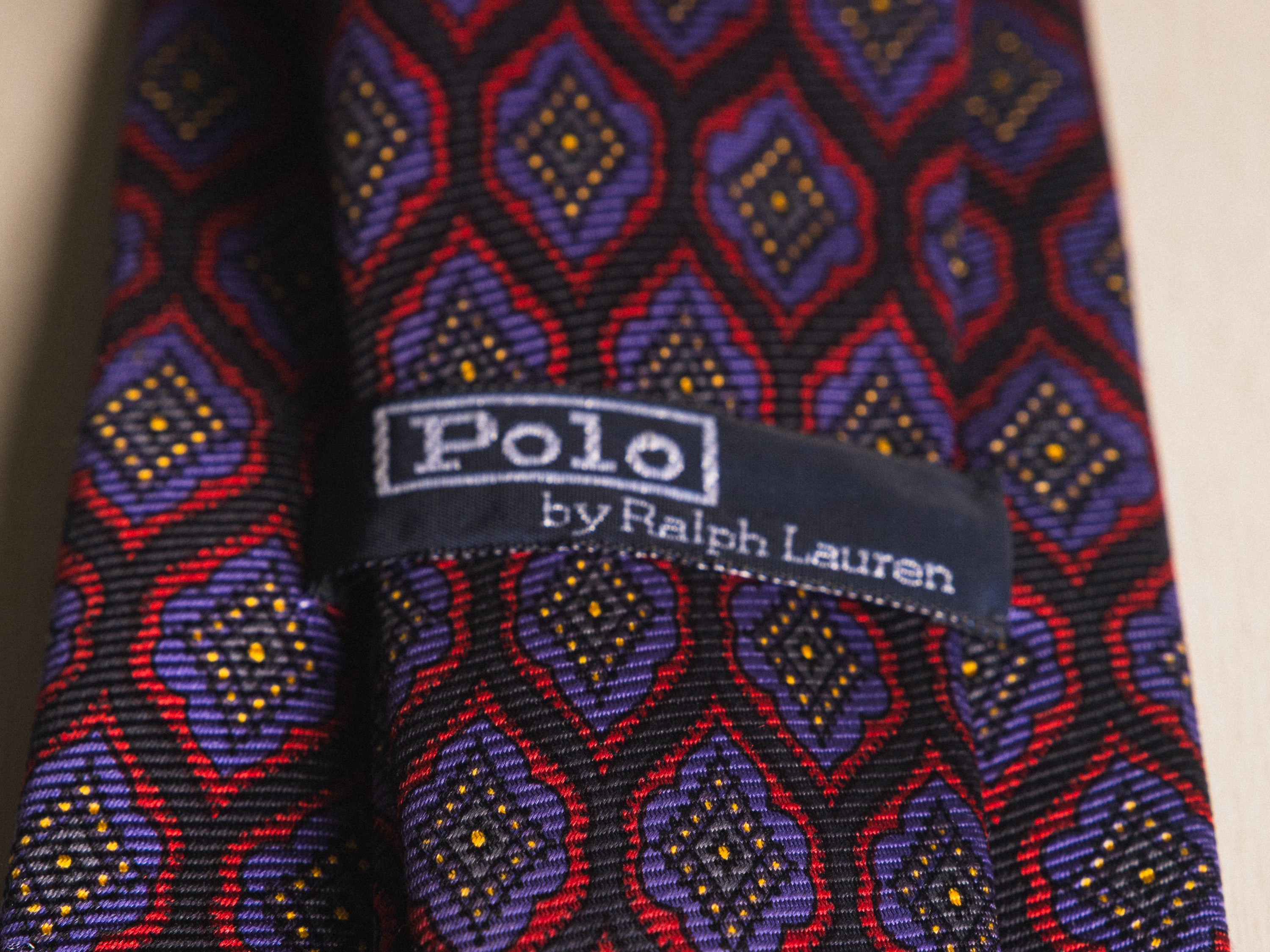 Ralph Lauren Dark Grey with Purple Floral Diamond Tie