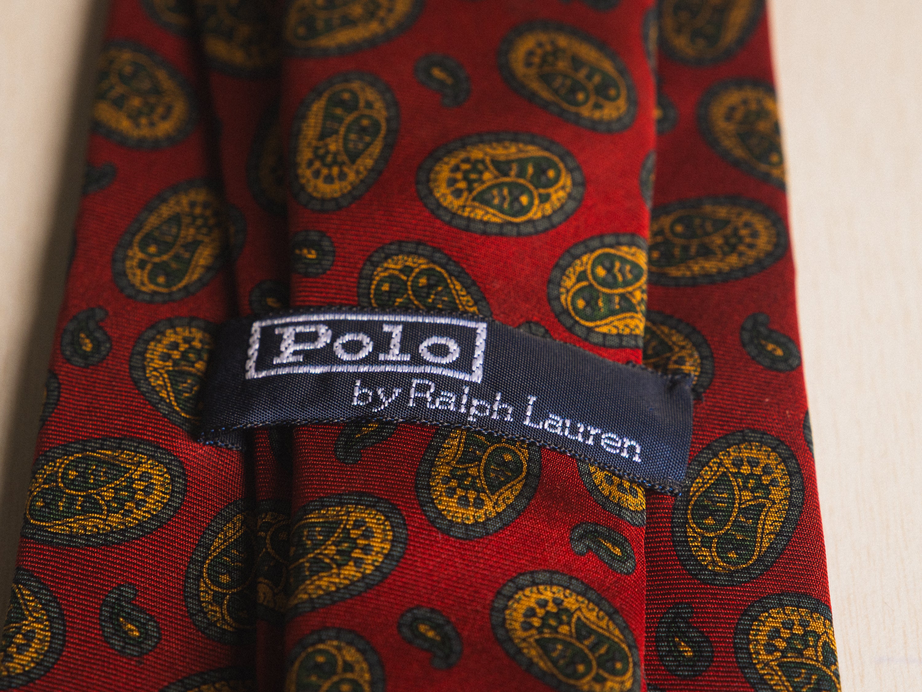 Ralph Lauren Red with Gold Paisley Medallion Tie