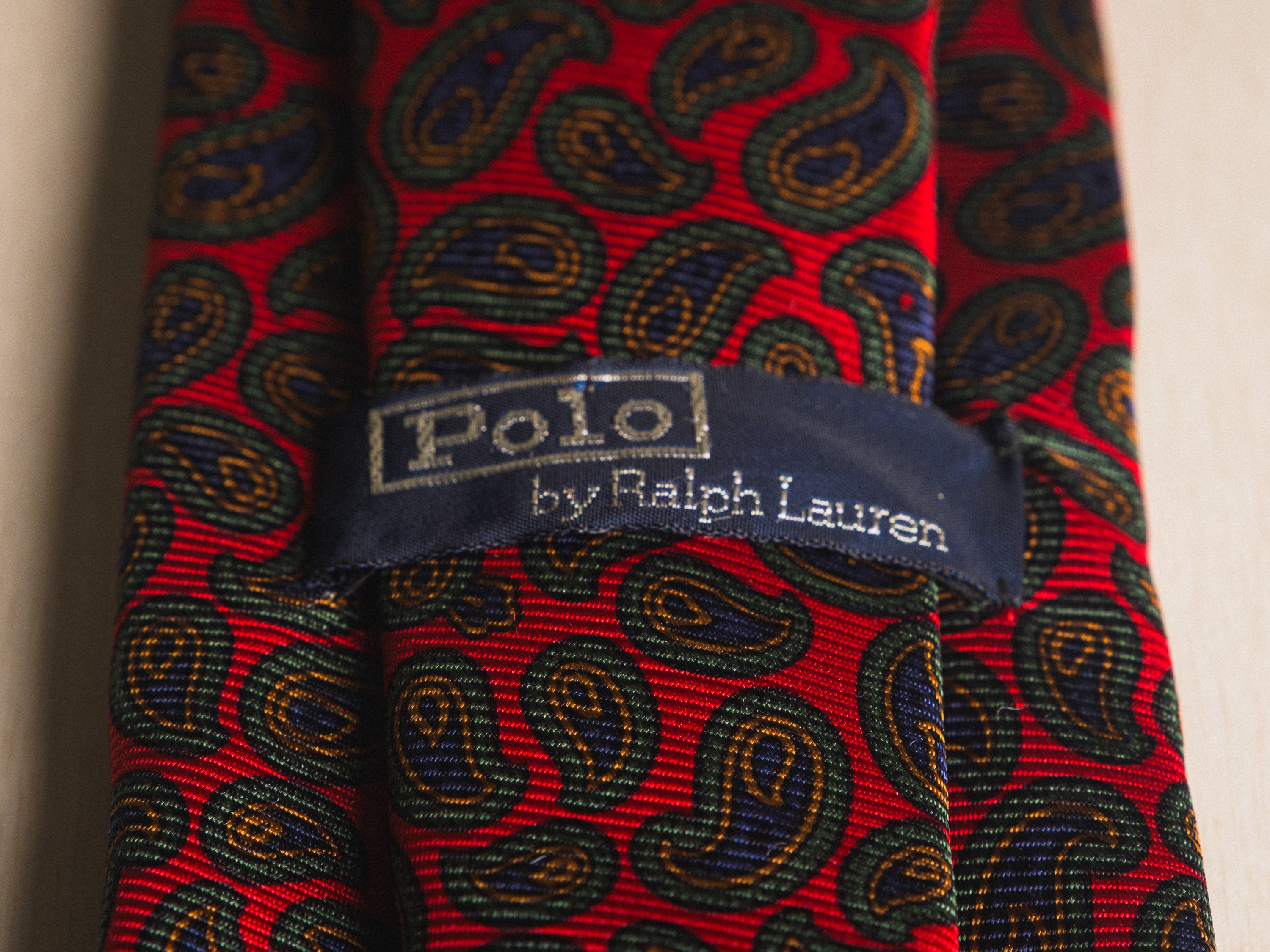 Ralph Lauren Red with Green and Blue Mini Paisley Tie