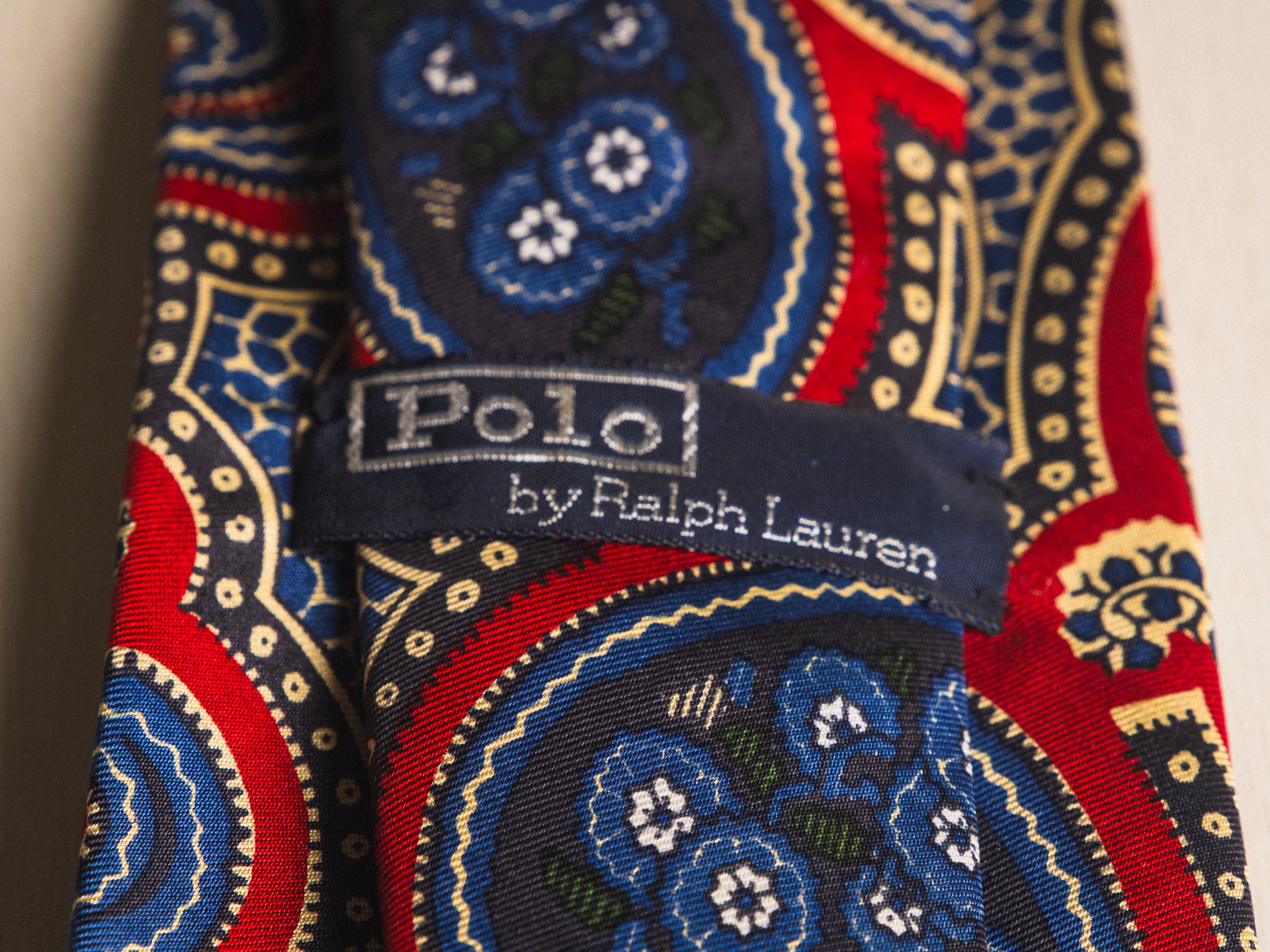 Ralph Lauren Red with Blue and Cream Paisley Tie