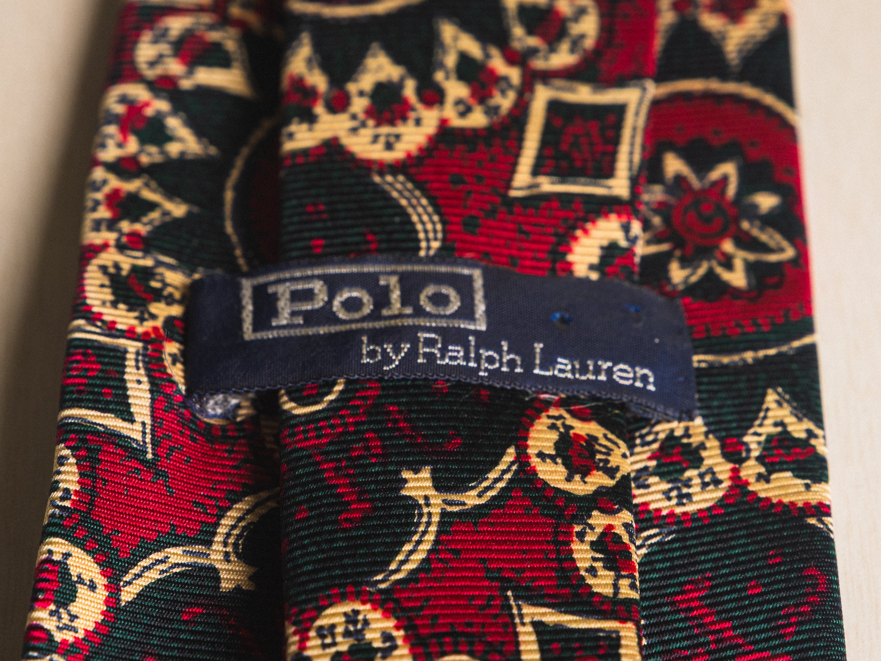 Ralph Lauren Dark Pink with Dark Green Floral Medallion Tie