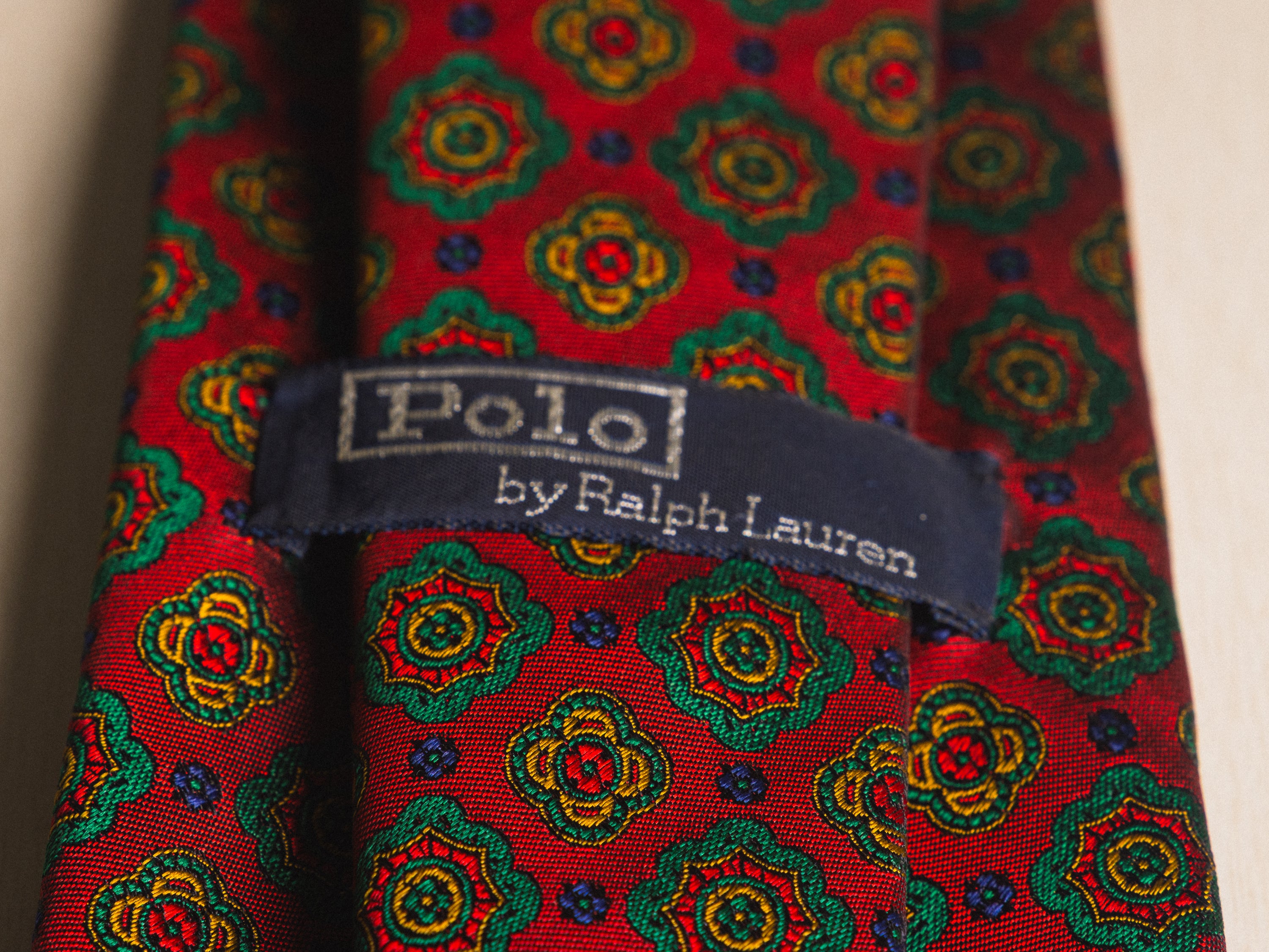 Ralph Lauren Red with Green Medallion Tie