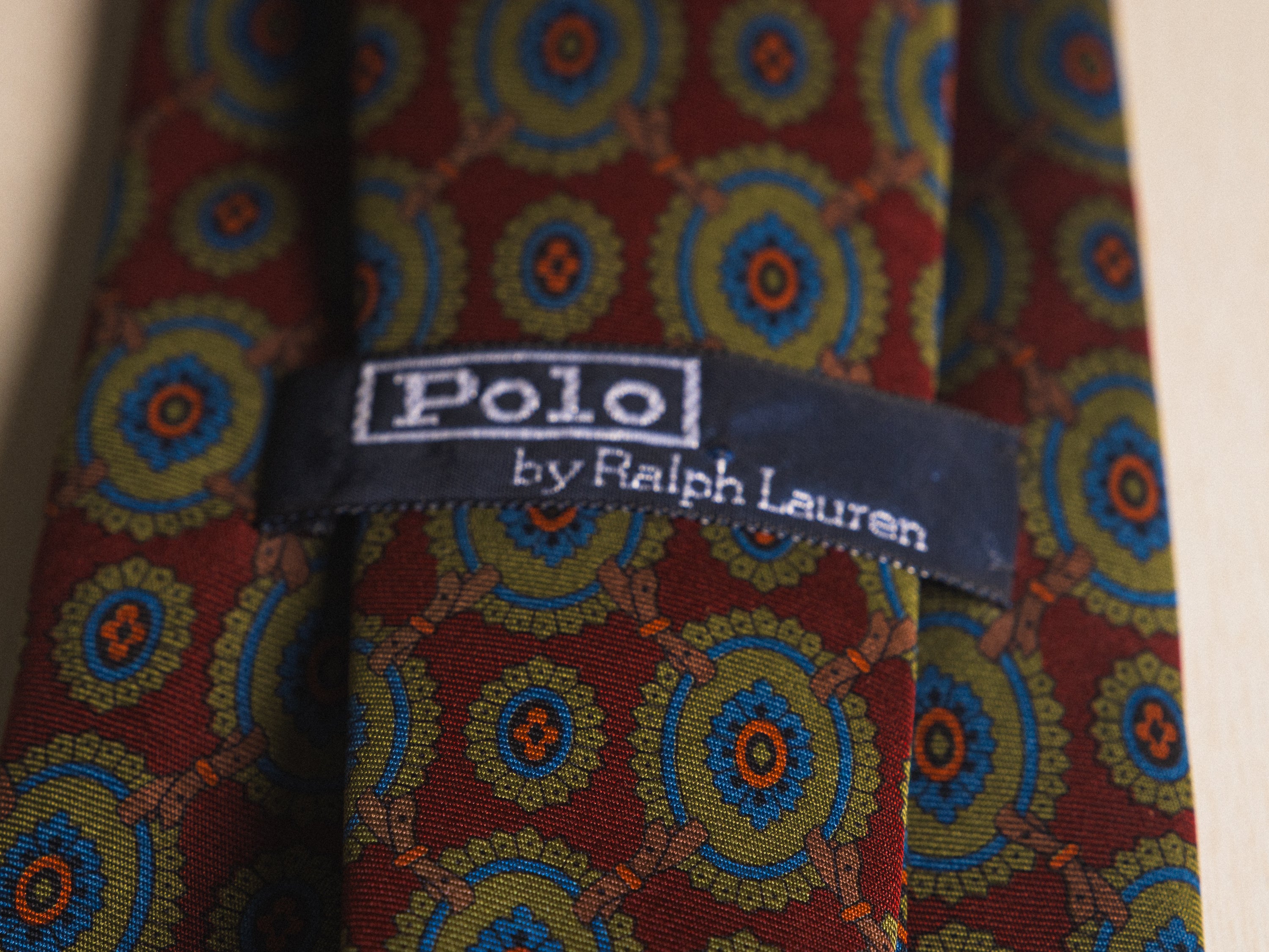 Ralph Lauren Burgundy with Olive Medallion Link Tie