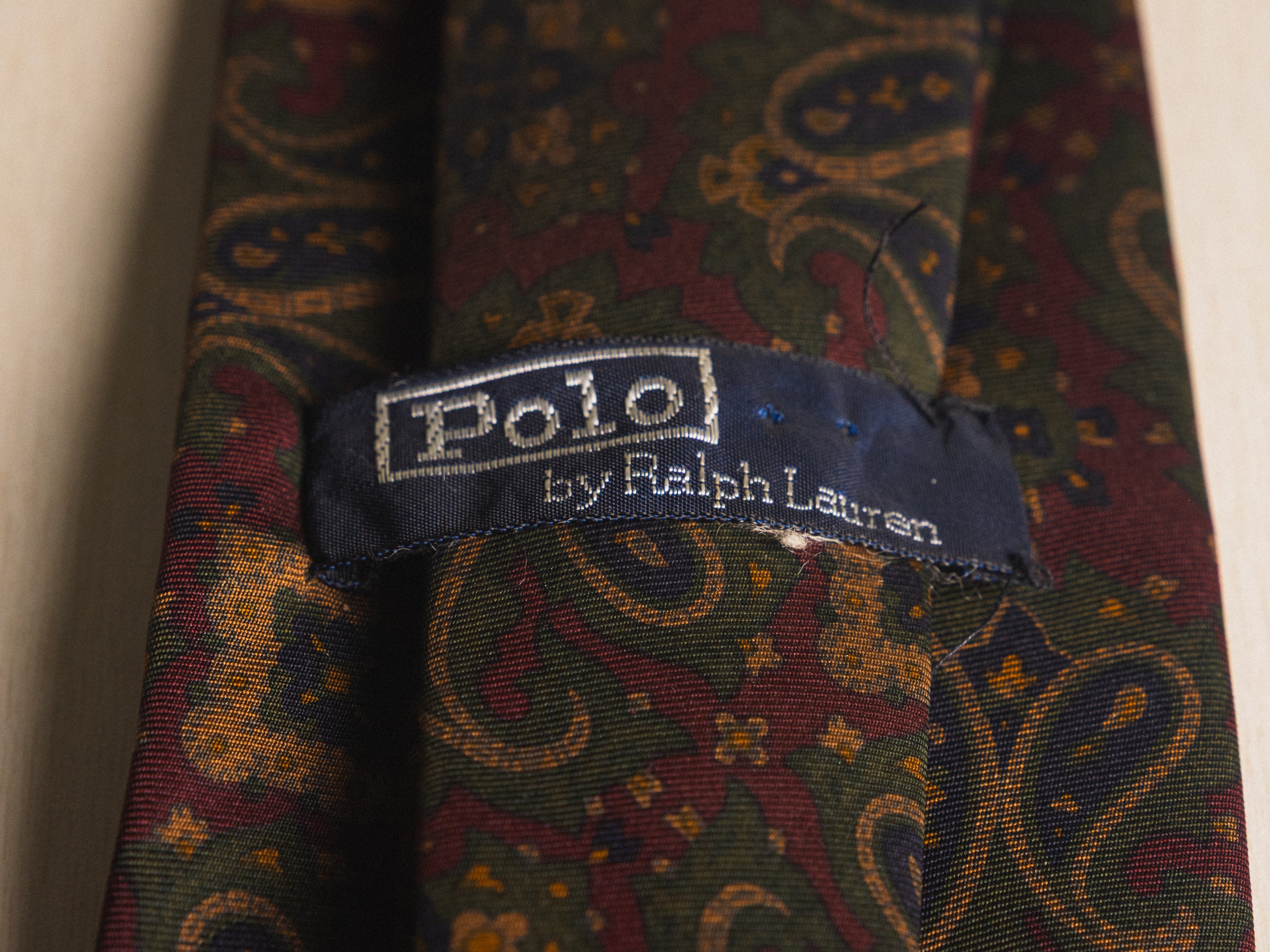 Ralph Lauren Burgundy with Dark Green Paisley and Jewel Tie