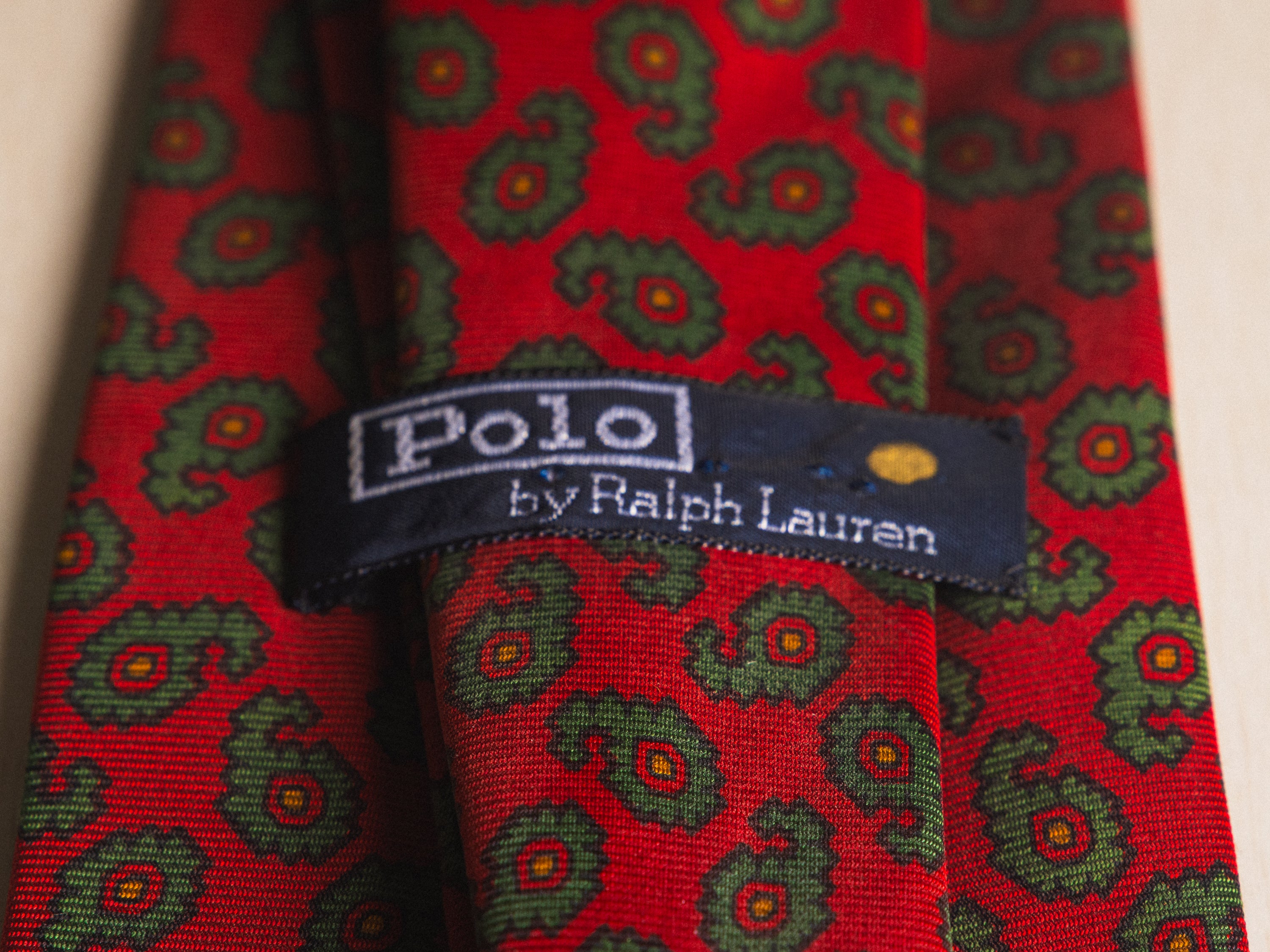 Ralph Lauren Red with Green Mini Paisley Tie