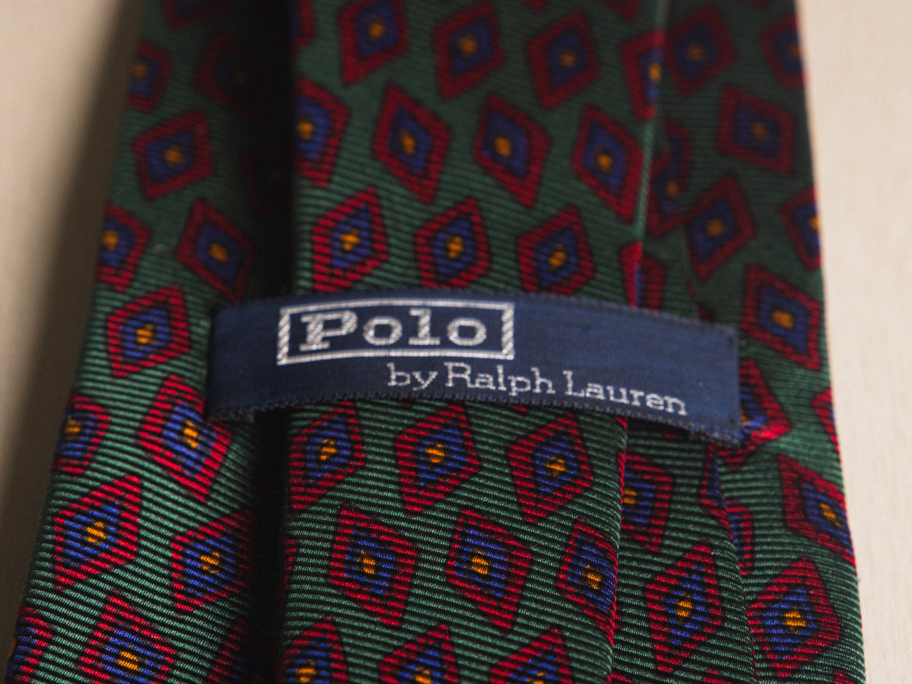 Ralph Lauren Green with Red and Blue Diamond Tie