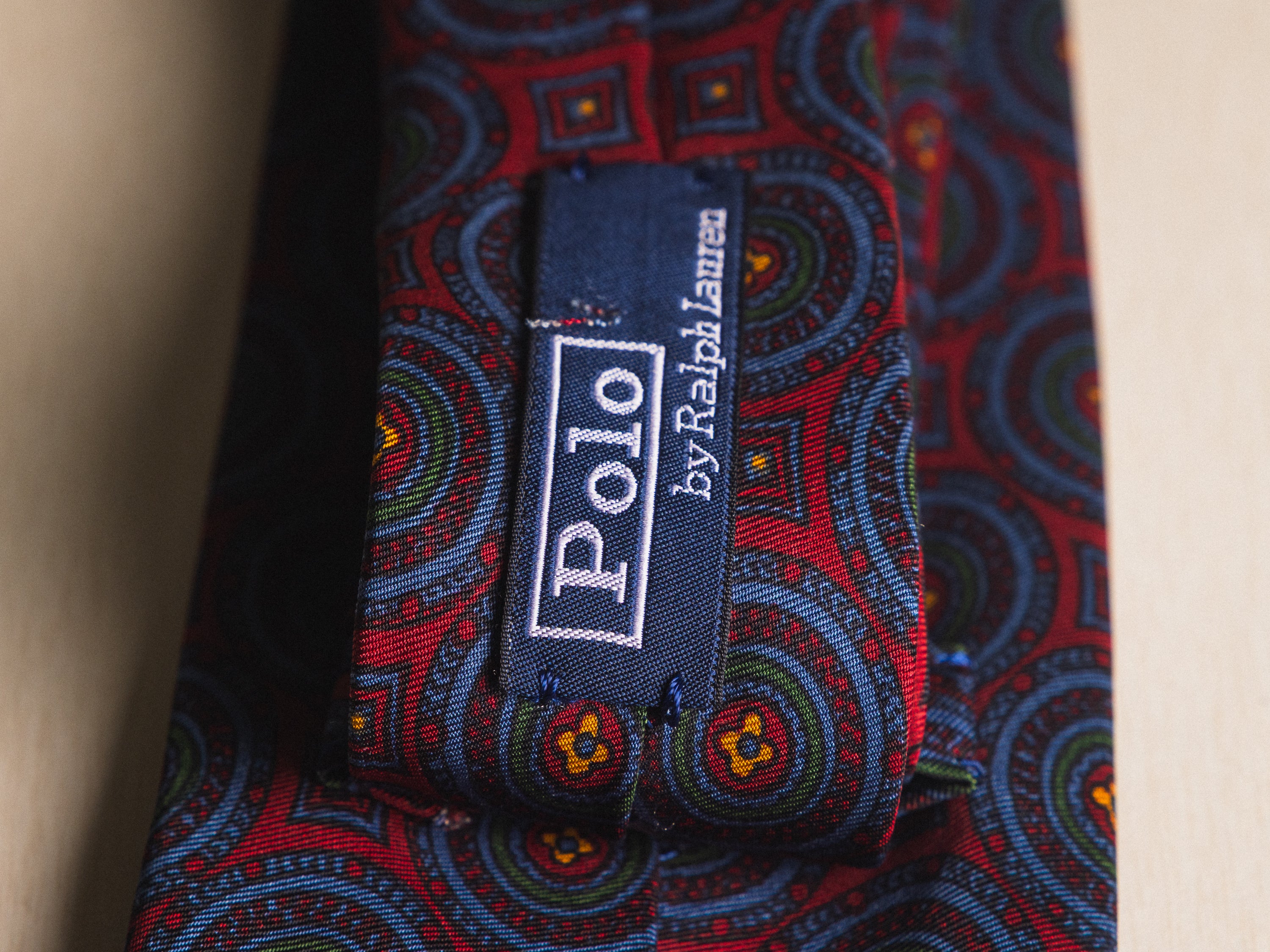 Ralph Lauren Burgundy with Blue Coin Medallion Tie