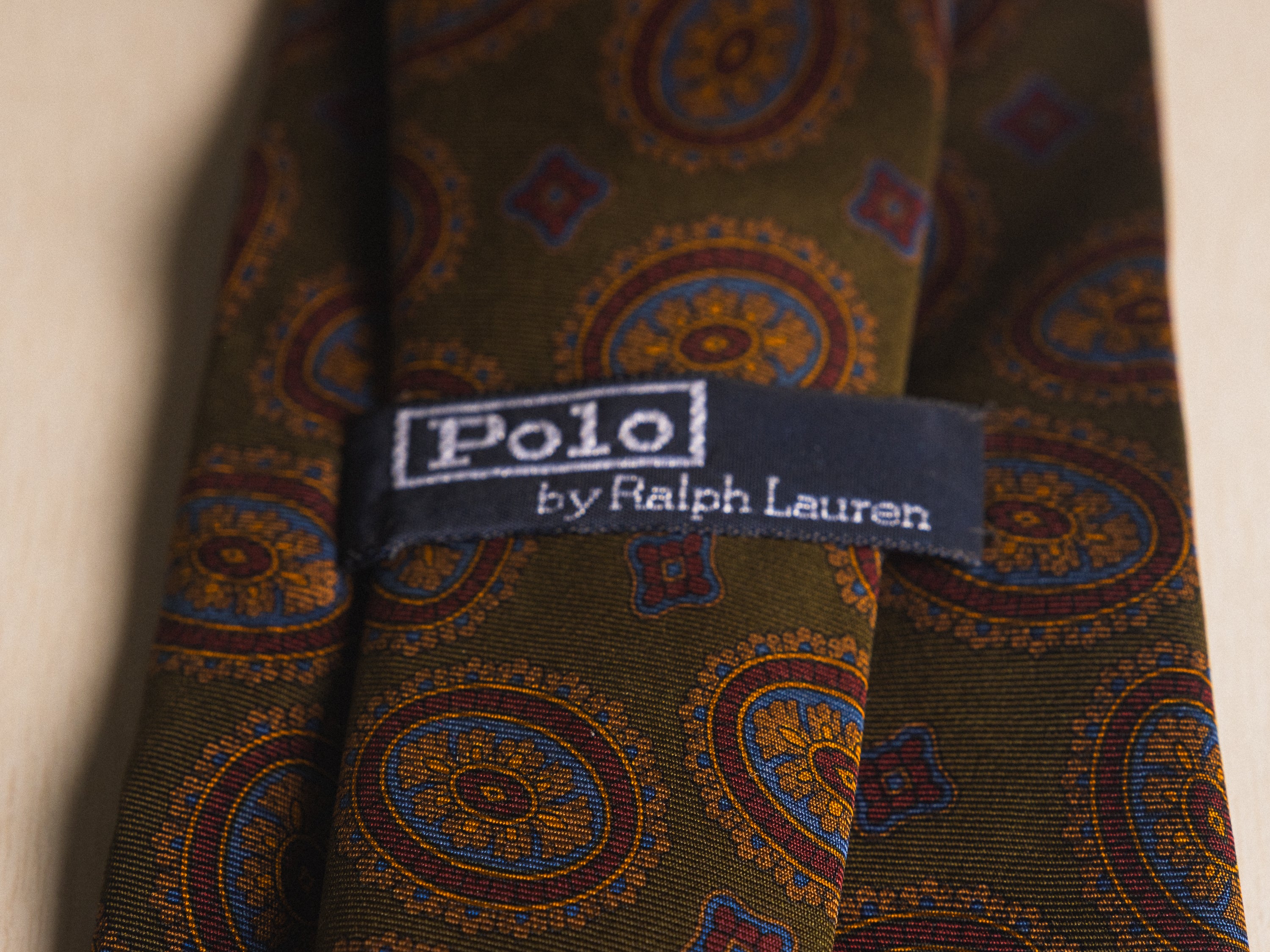 Ralph Lauren Olive with Burgundy Jewel Medallion Tie