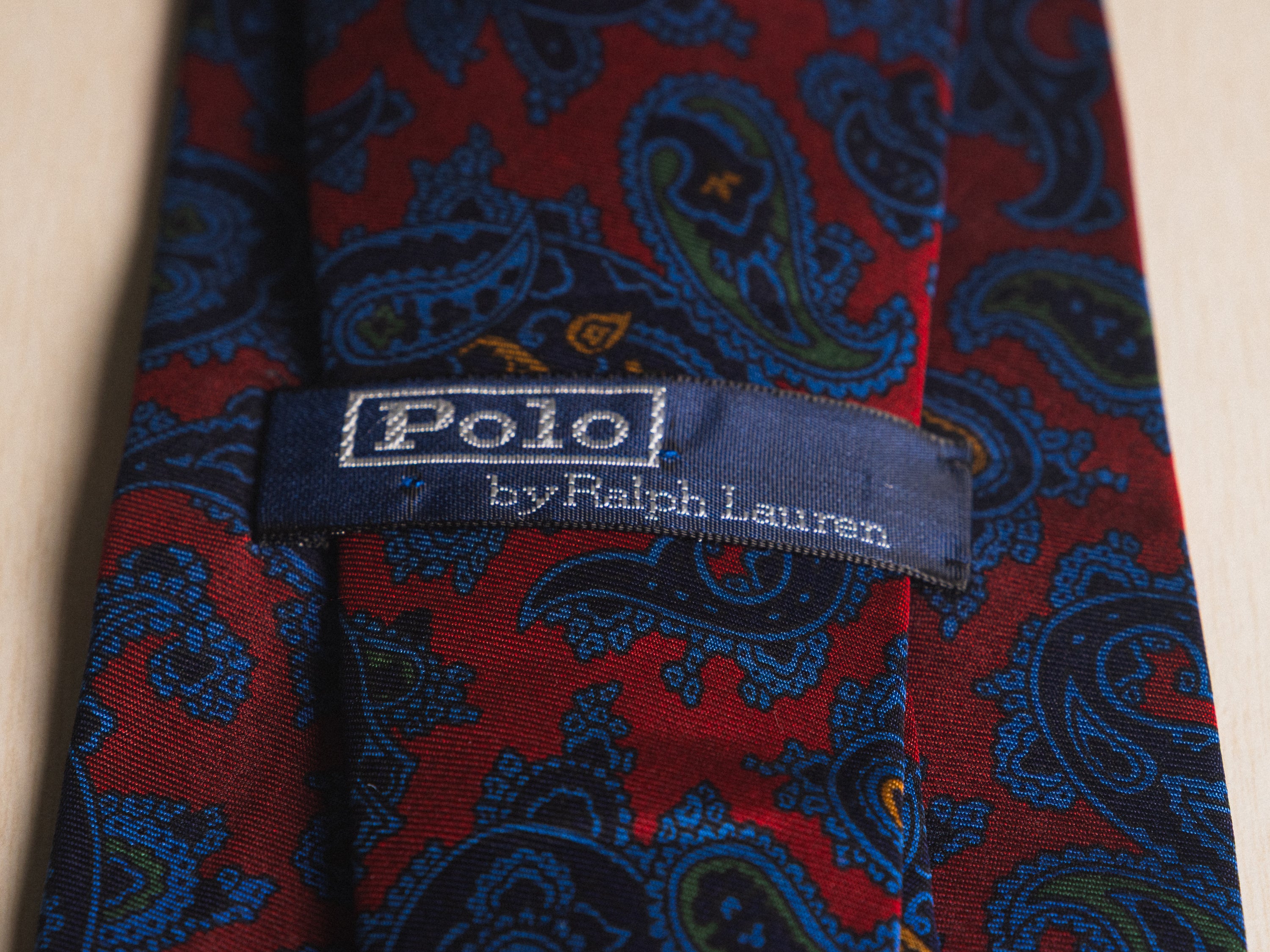 Ralph Lauren Red with Light and Dark Blue Paisley Tie