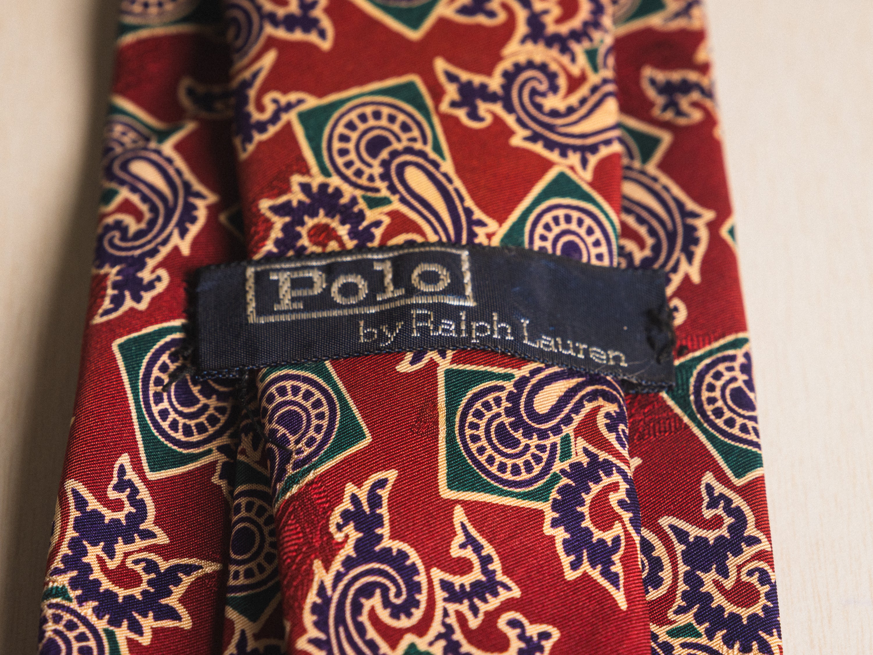 Ralph Lauren Terracotta with Purple and Green Paisley/Medallion Tie