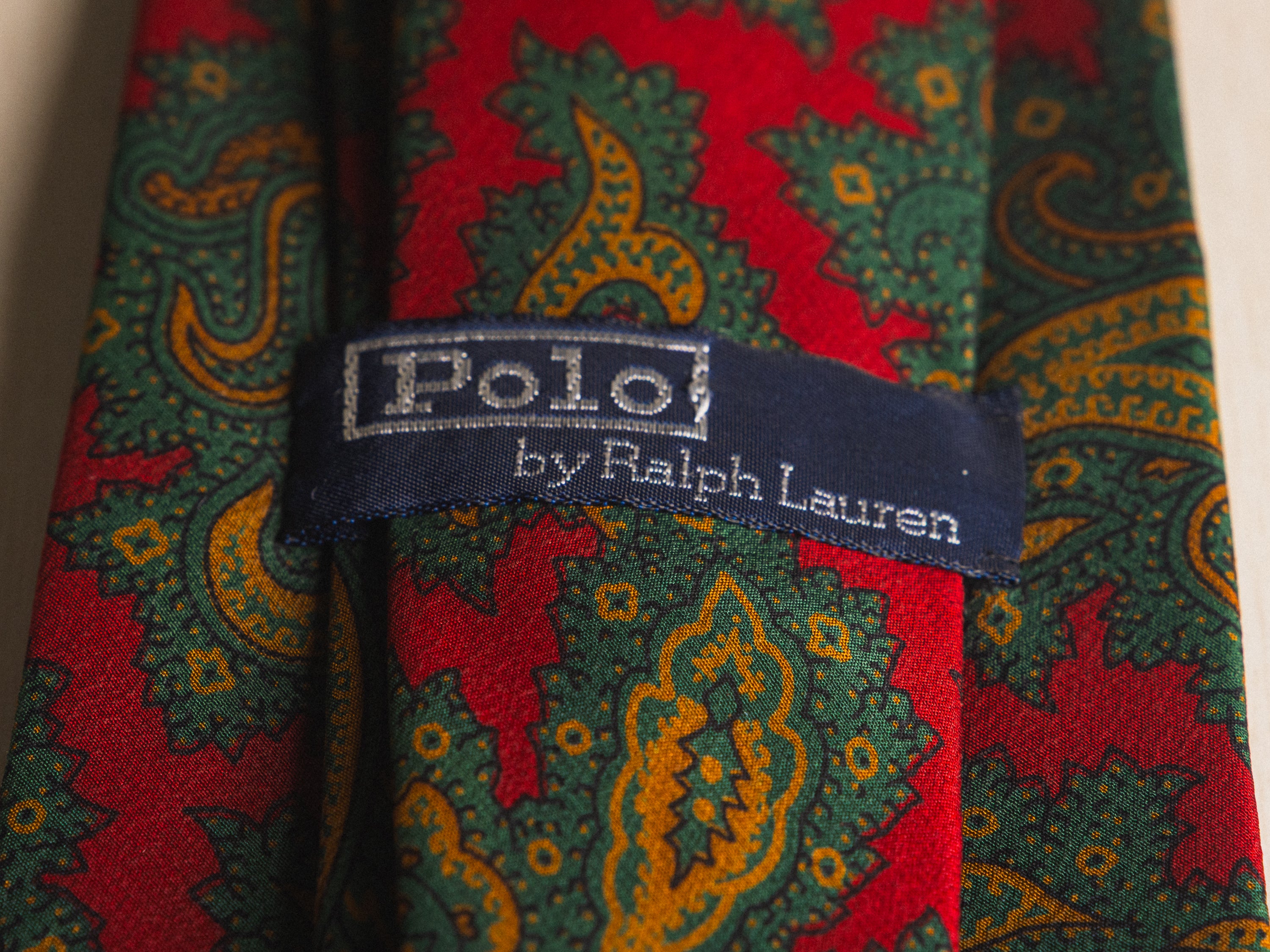 Ralph Lauren Red with Green and Gold Paisley Tie